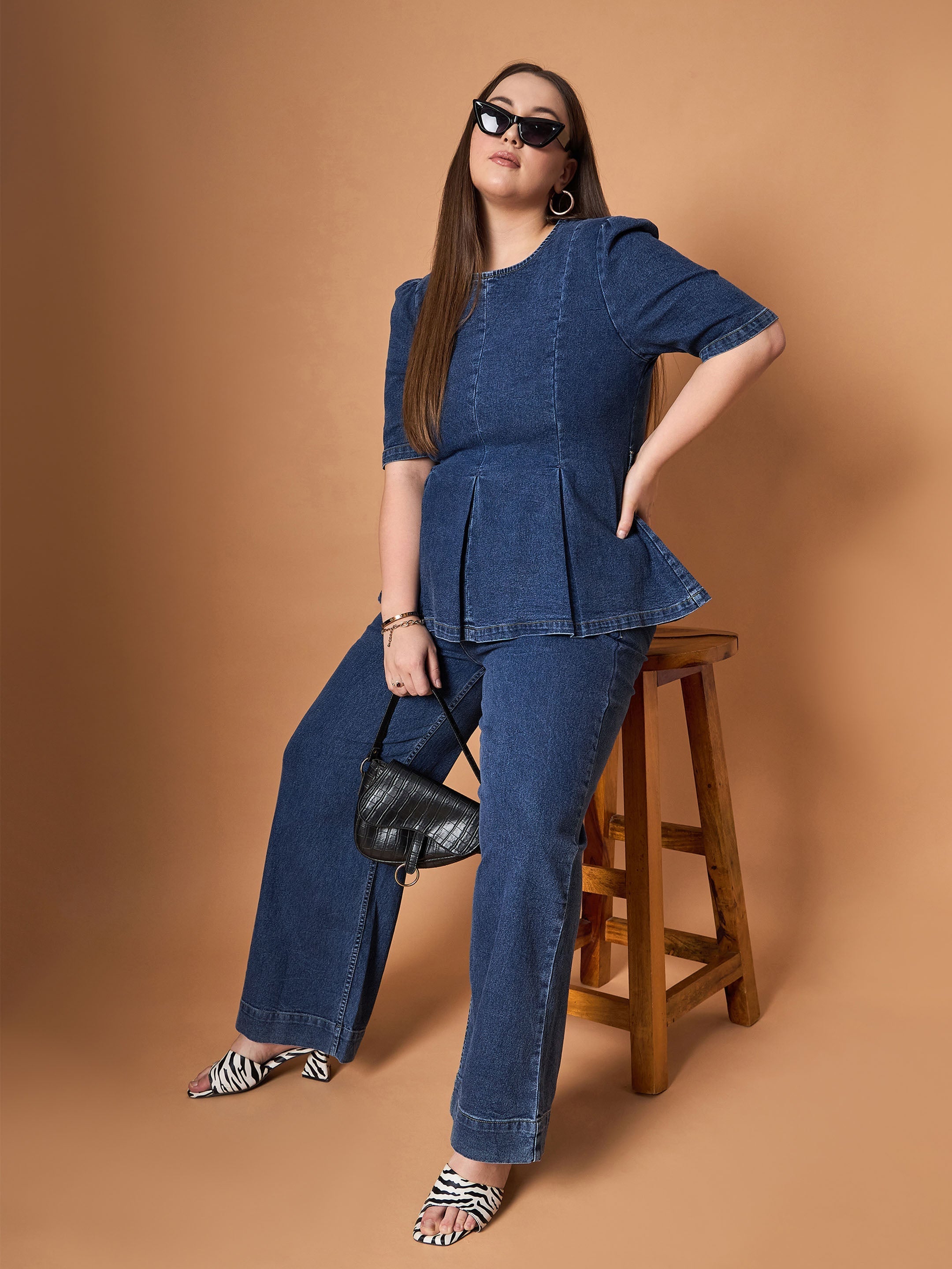 Women's Navy Blue Denim Co-Ord Set - Sassafras