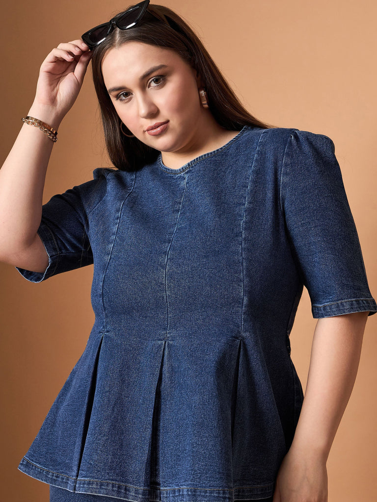 Women's Navy Blue Denim Co-Ord Set