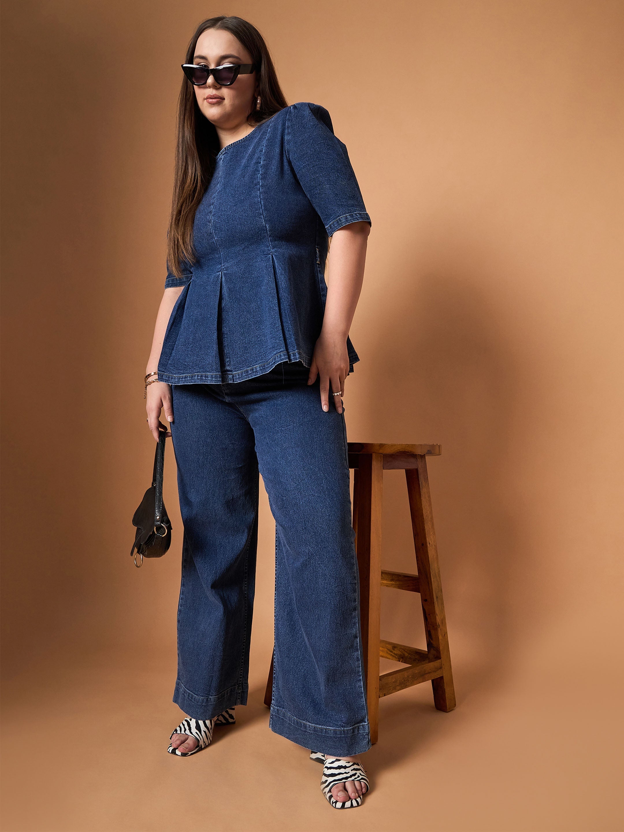 Women's Navy Blue Denim Co-Ord Set - Sassafras