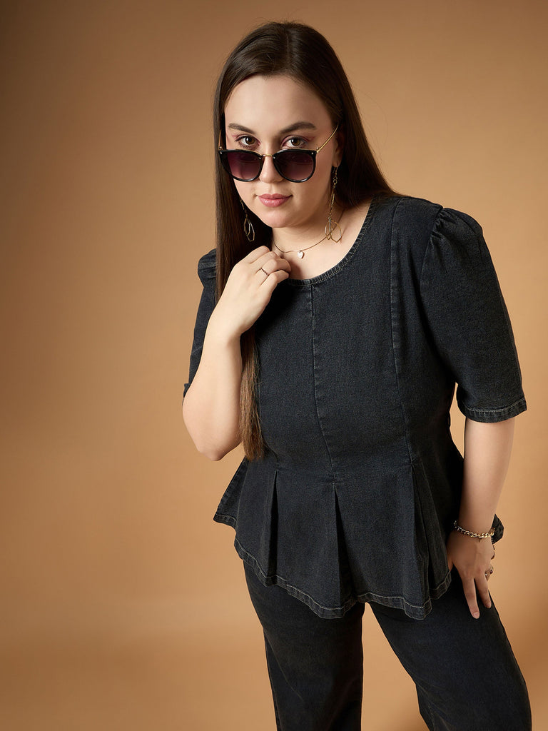 Women's Black Denim Co-Ord Set