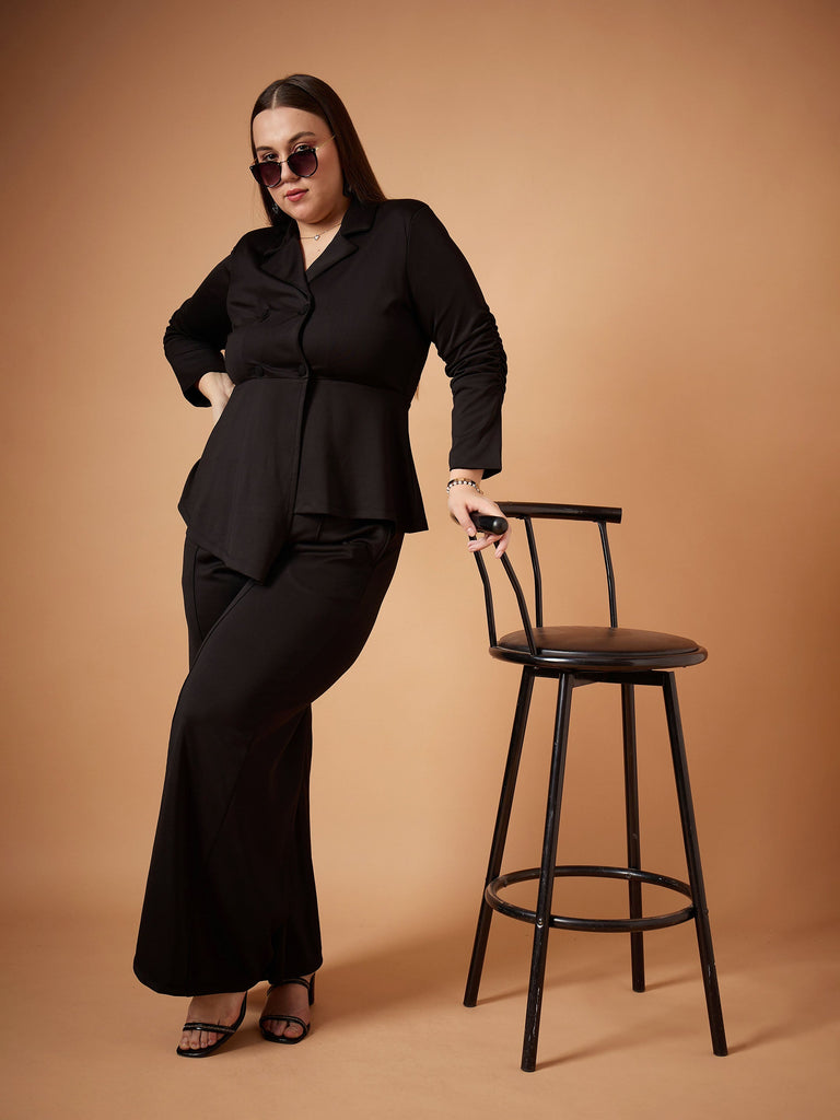 Women's Black Solid Co-Ord Set