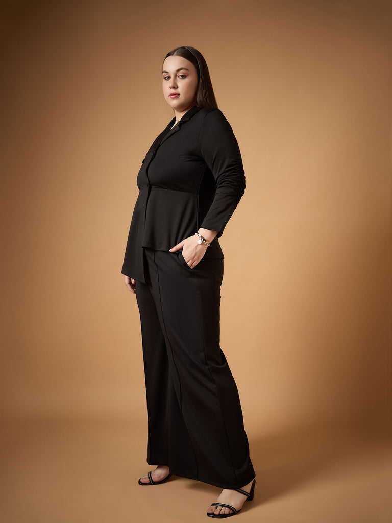 Women's Black Solid Co-Ord Set