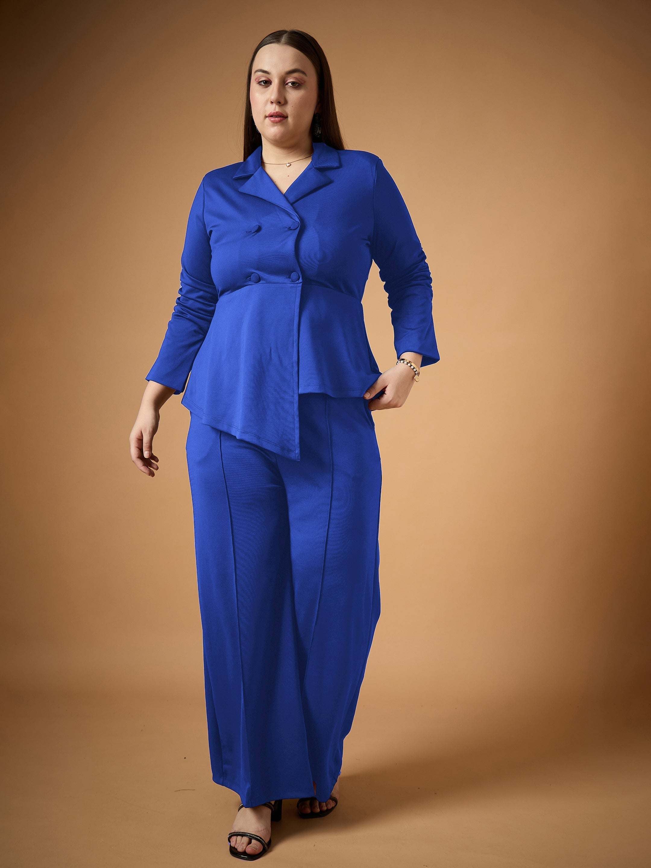 Women's Blue Solid Co-Ord Set - Sassafras