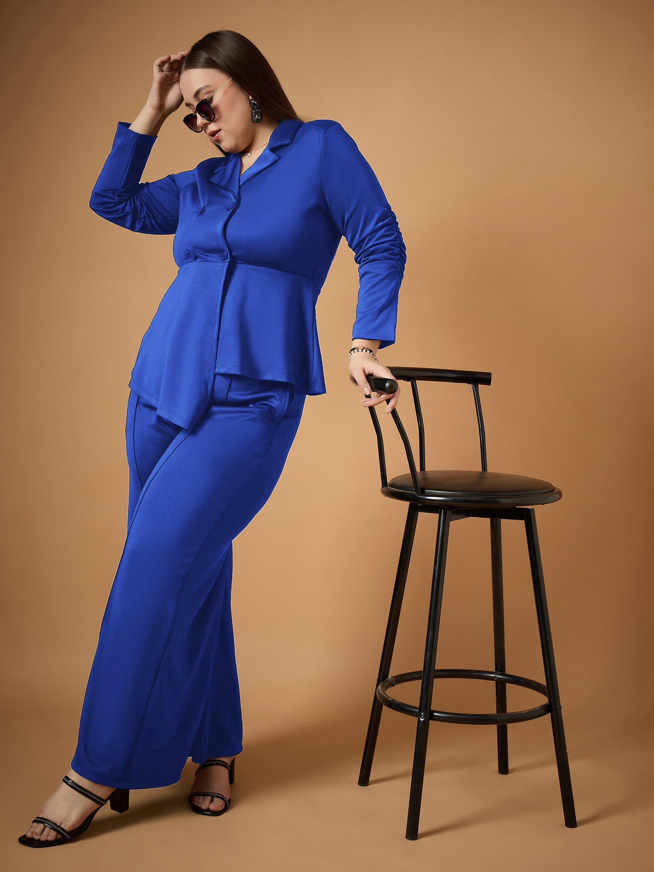 Women's Blue Solid Co-Ord Set - Sassafras