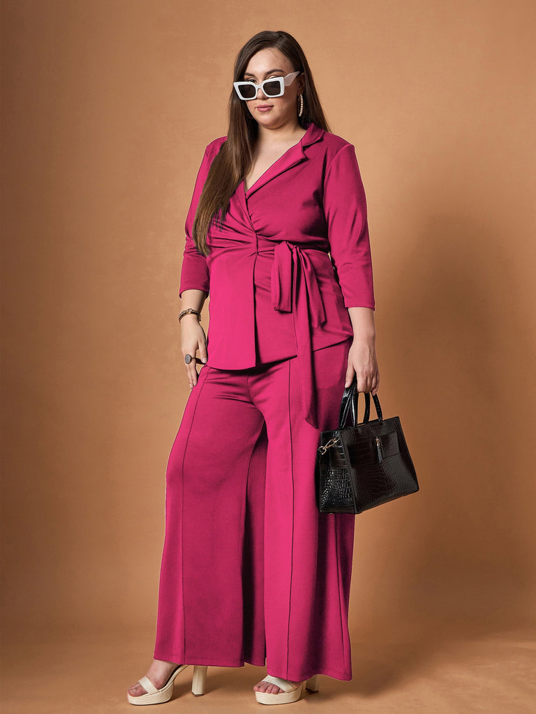 Women's Fuchsia Solid Co-Ord Set