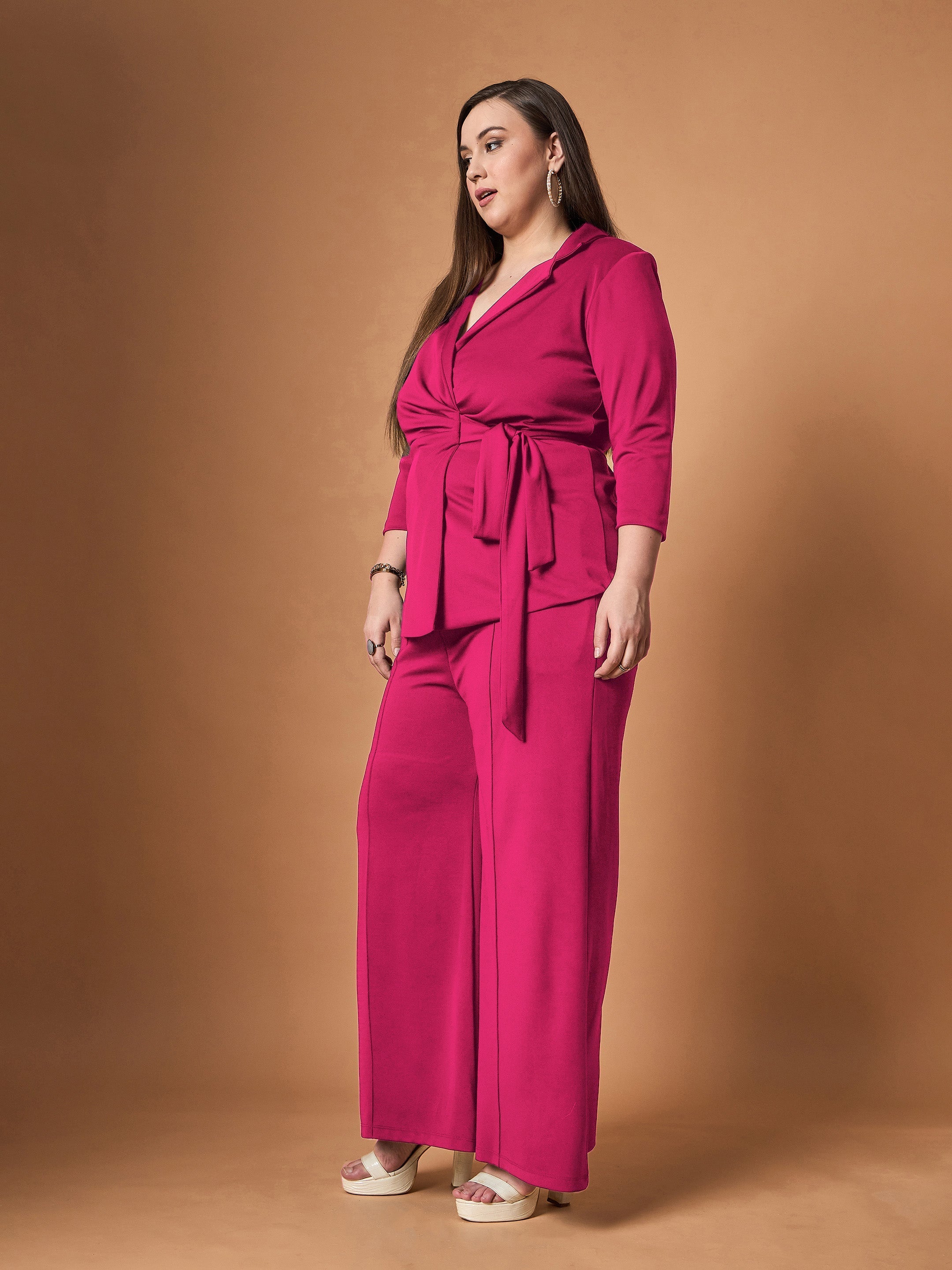 Women's Fuchsia Solid Co-Ord Set - Sassafras