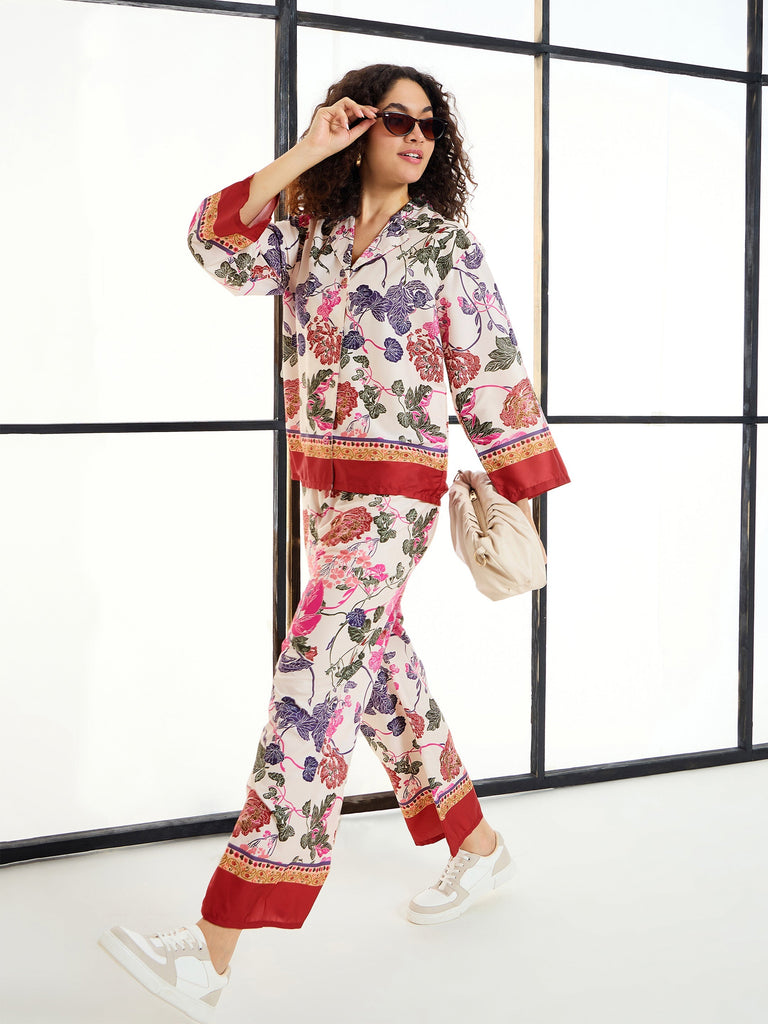 Women's White Floral Co-Ord Set