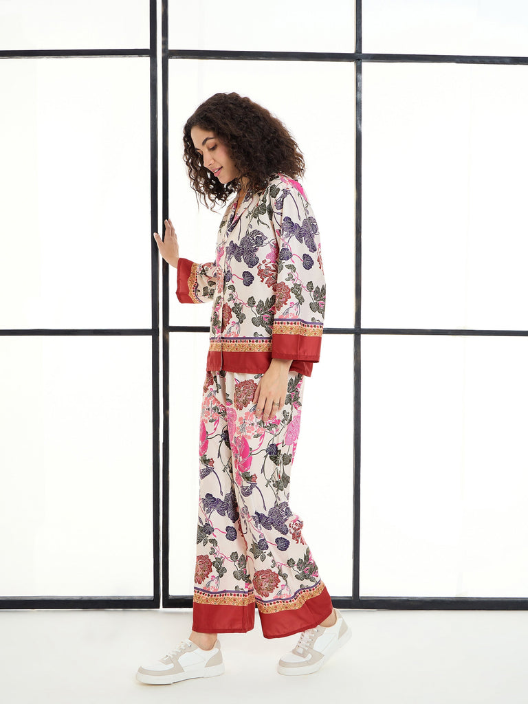 Women's White Floral Co-Ord Set