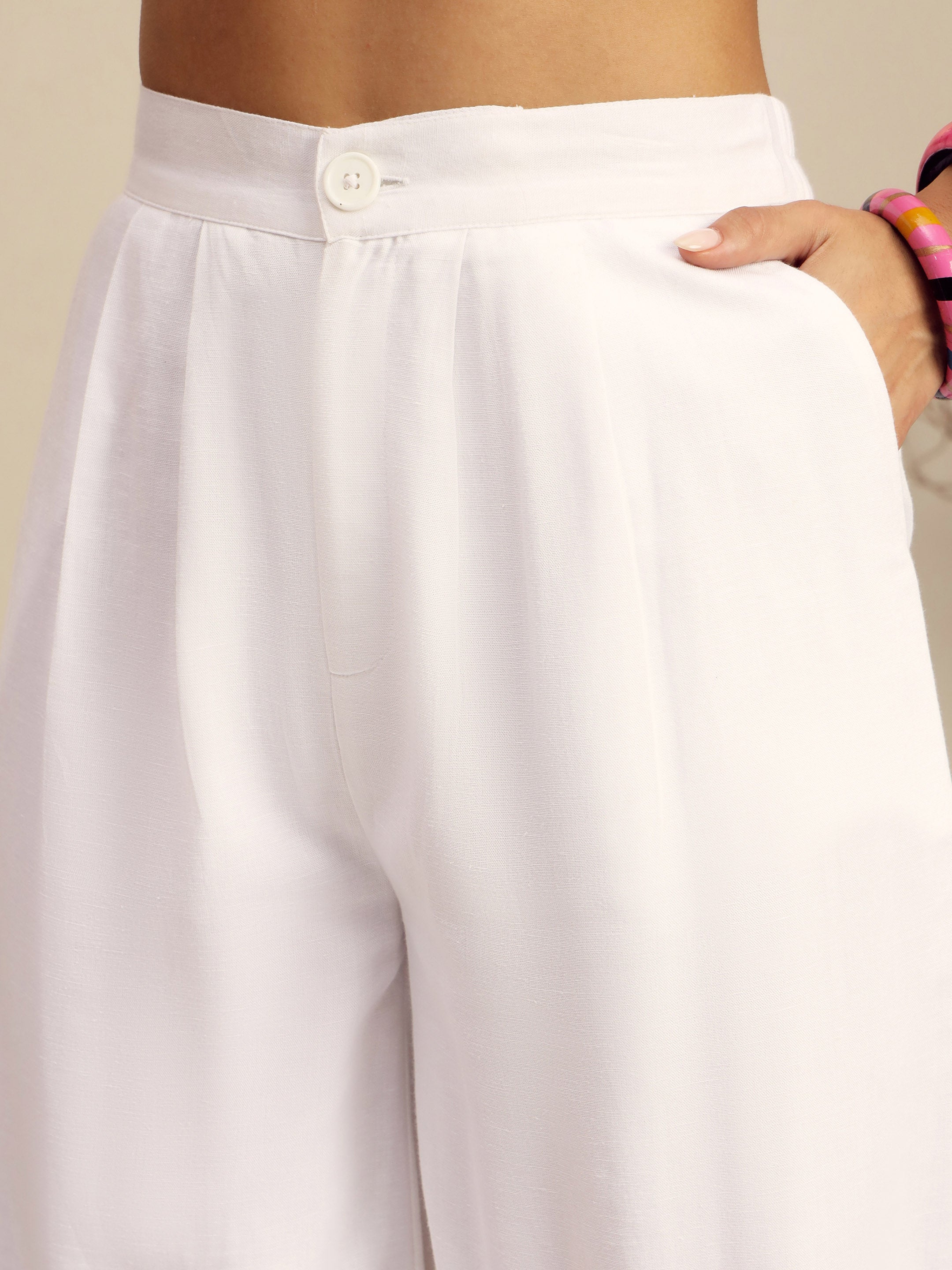 Women's White Vest Top With Straight Pants