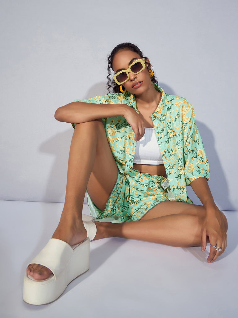Women's Green Floral Co-Ord Set
