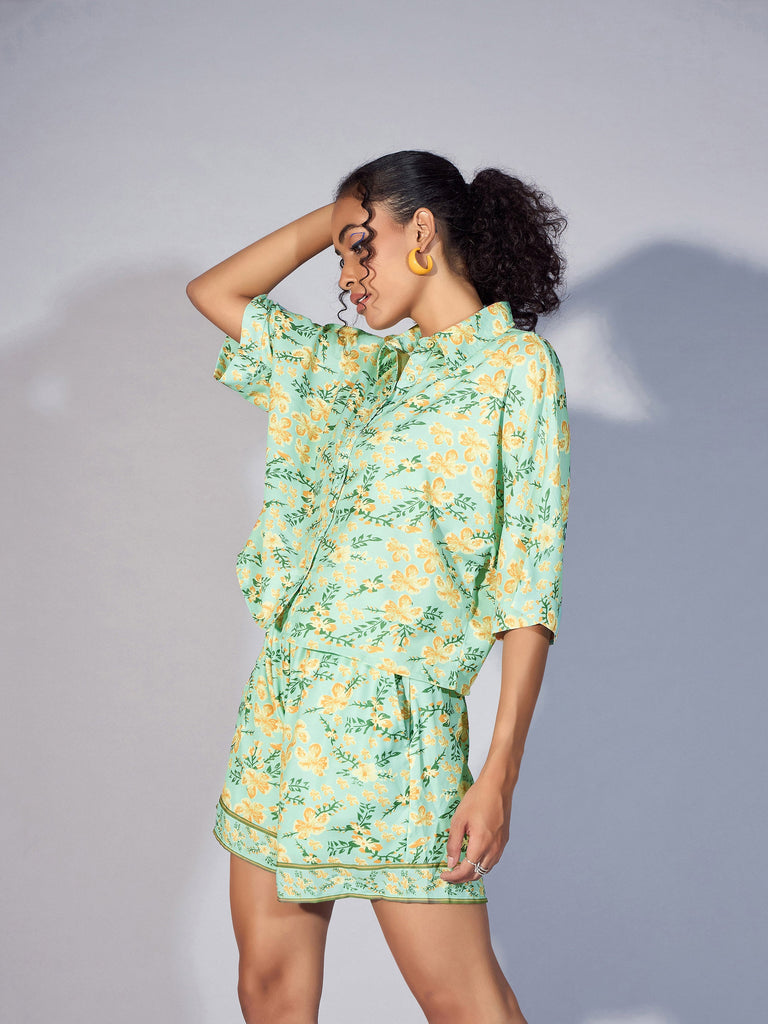 Women's Green Floral Co-Ord Set