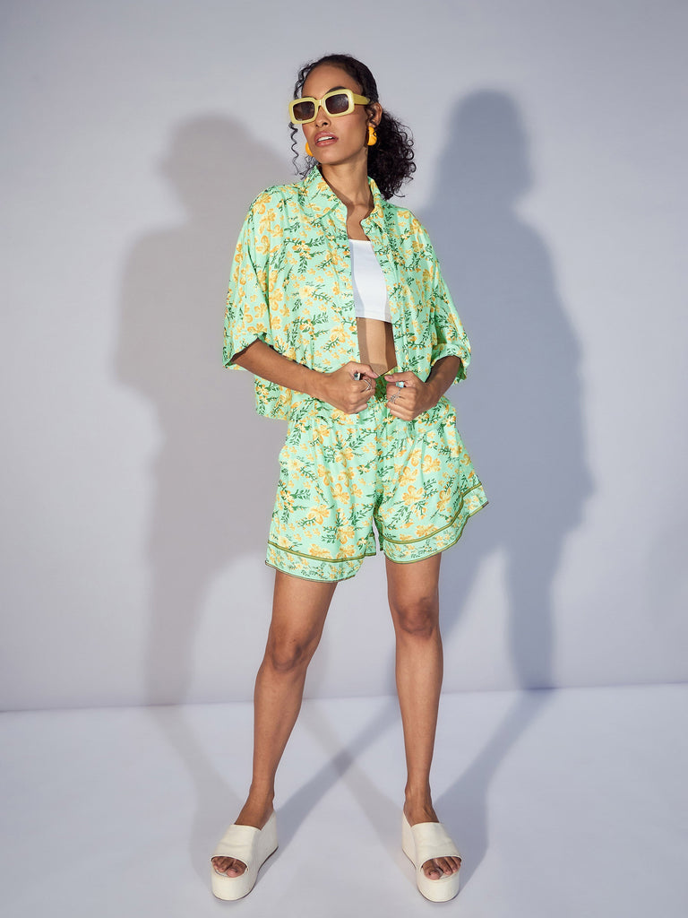 Women's Green Floral Co-Ord Set