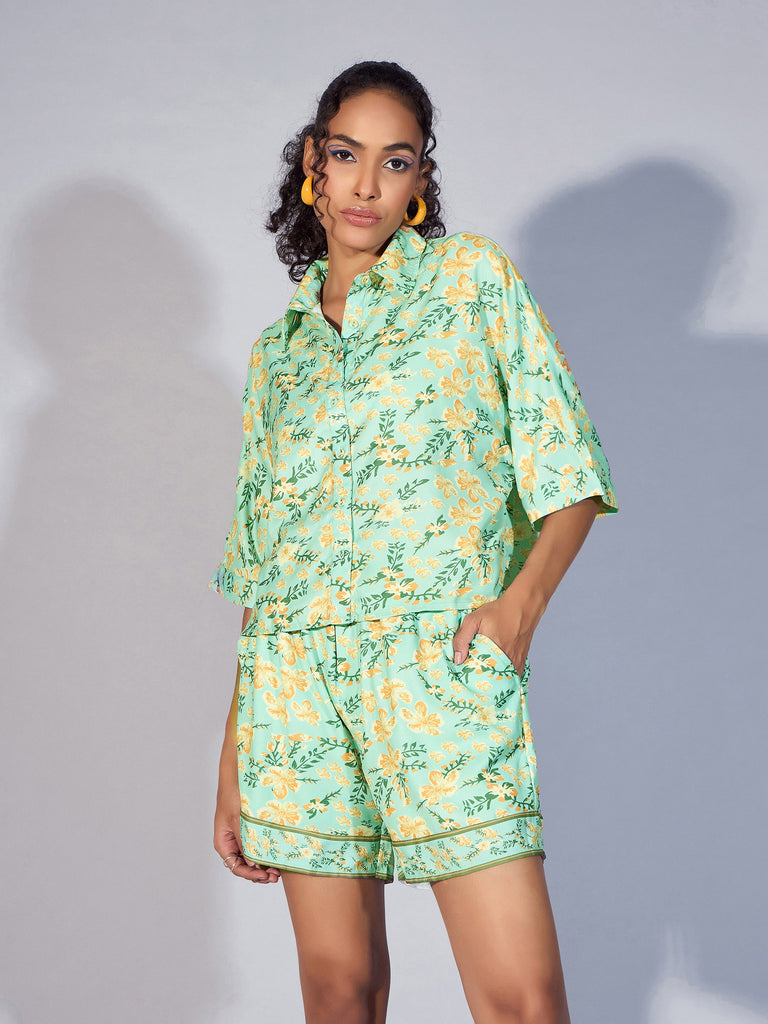 Women's Green Floral Co-Ord Set