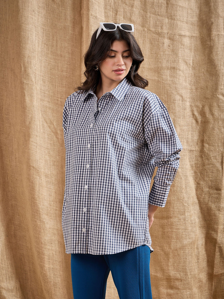 Women's Navy Blue Over Size Shirt