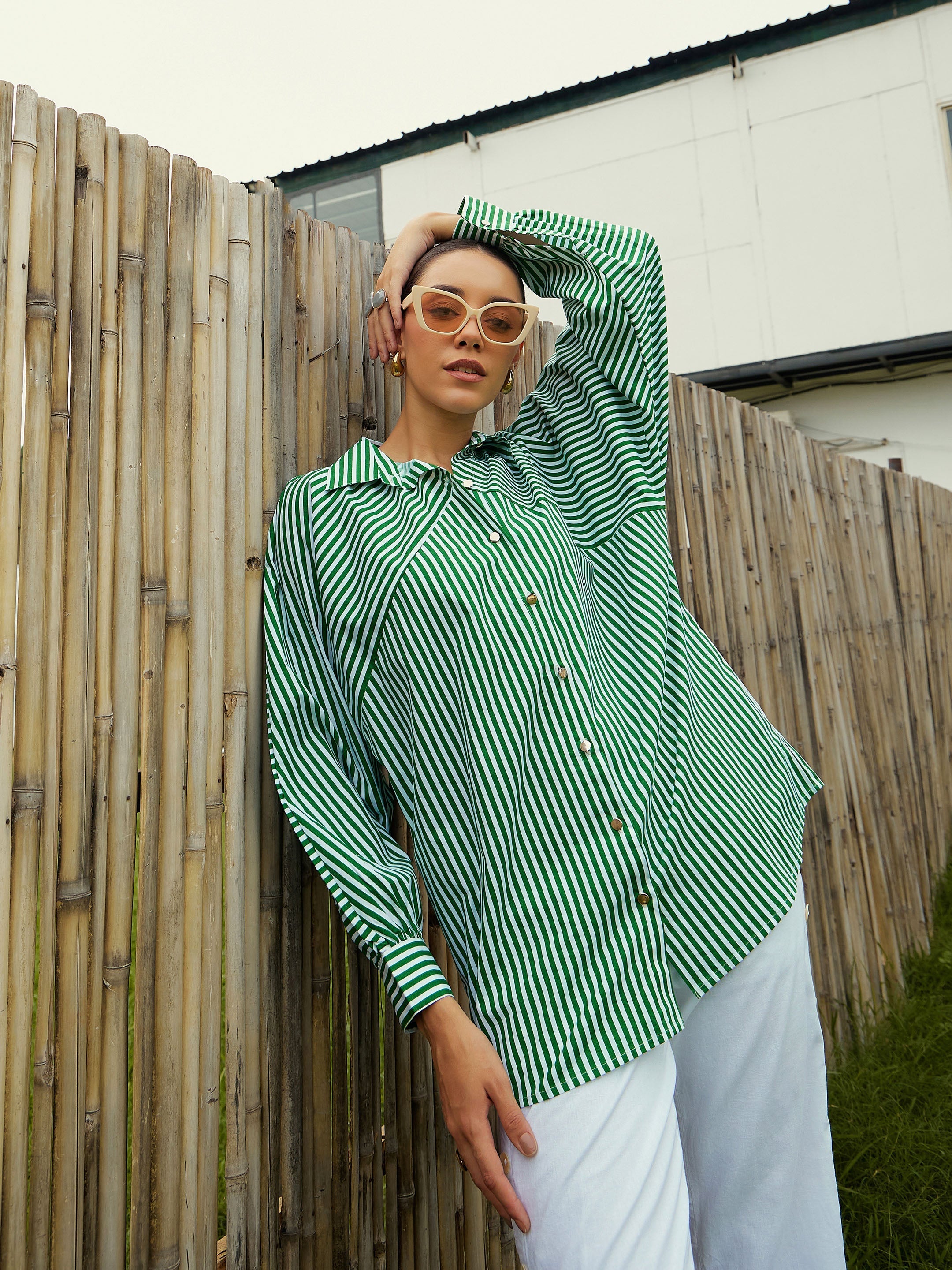 Women's Green Over Size Shirt - Sassafras