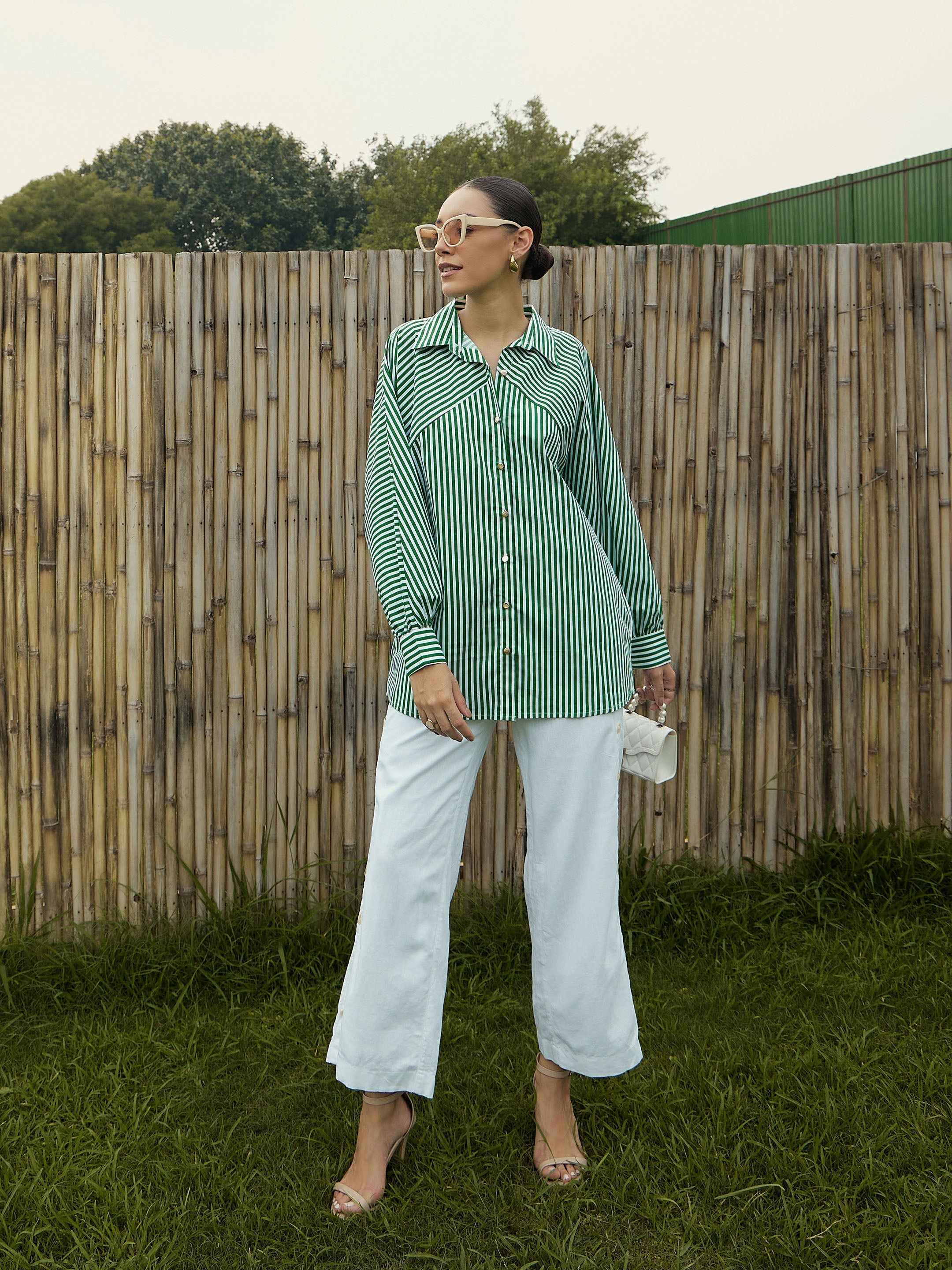 Women's Green Over Size Shirt - Sassafras