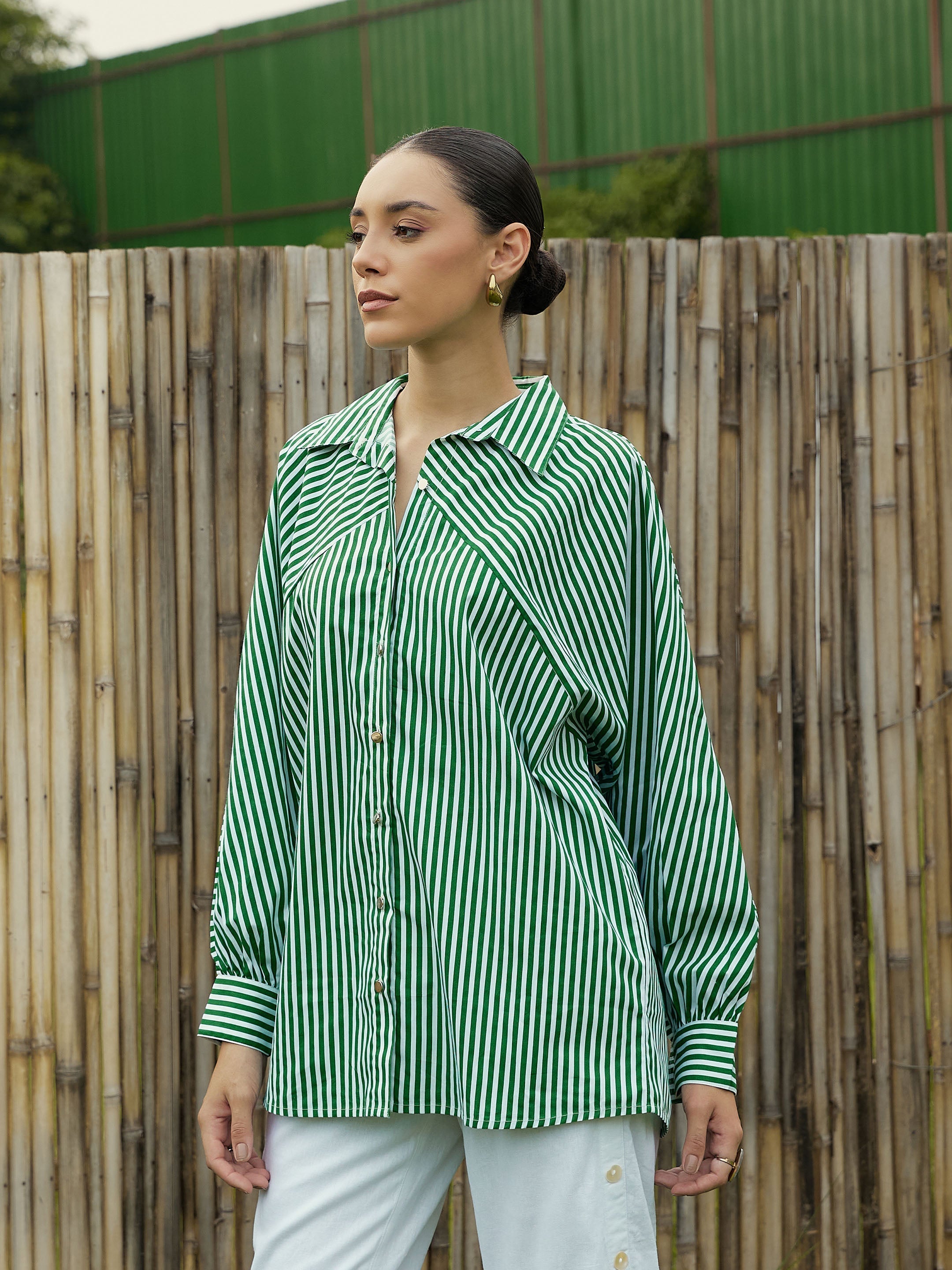 Women's Green Over Size Shirt - Sassafras