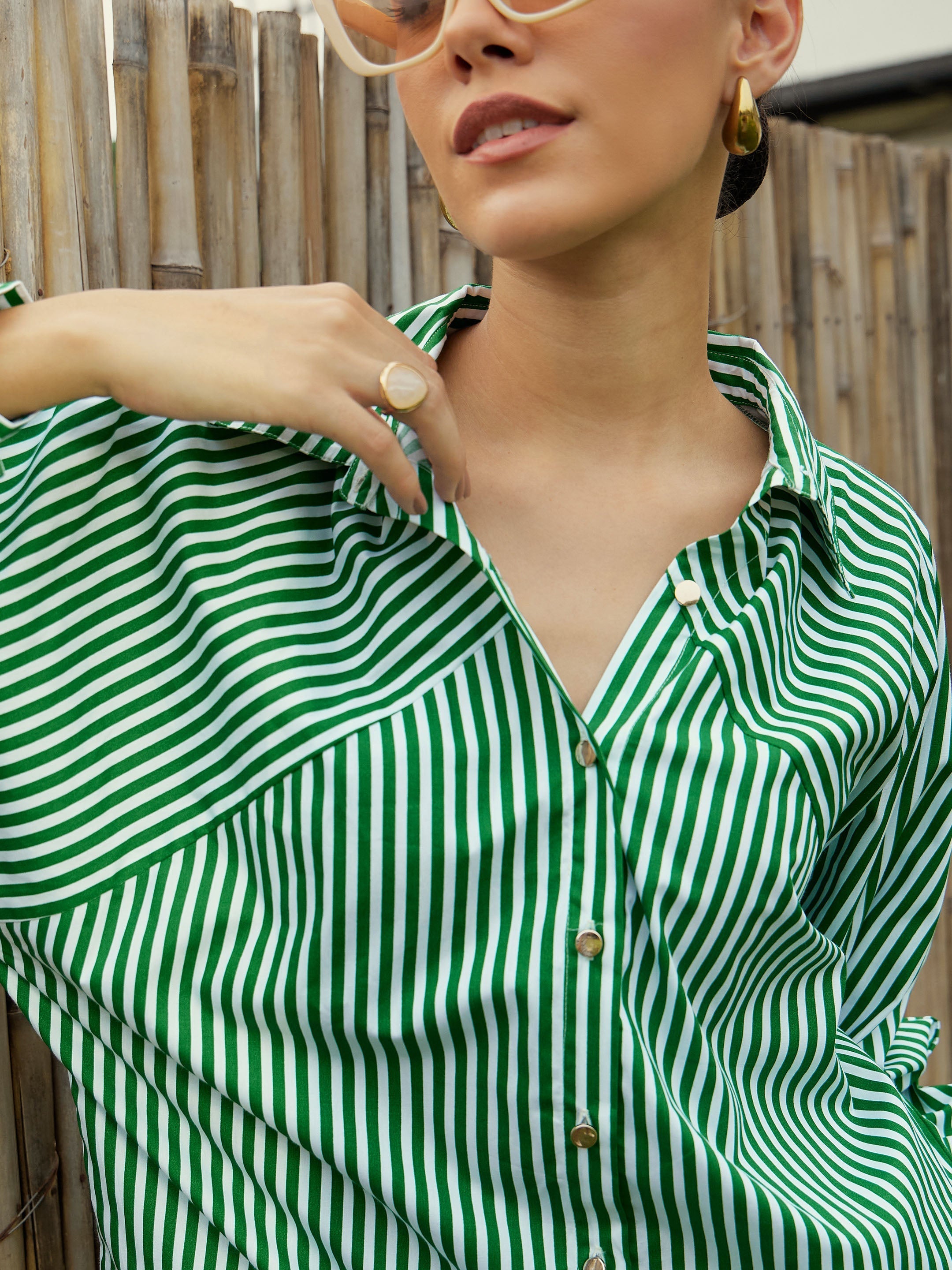 Women's Green Over Size Shirt - Sassafras