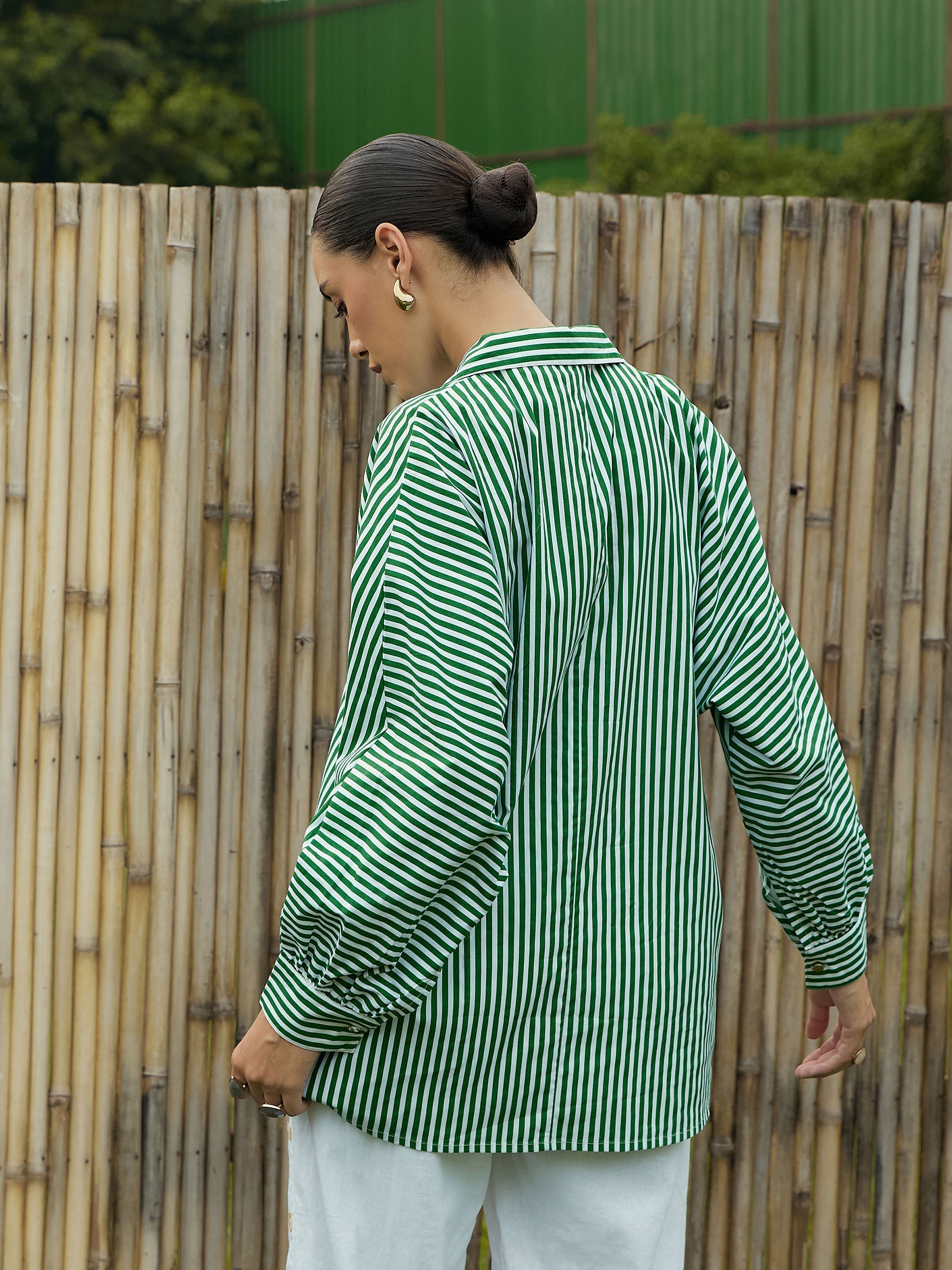 Women's Green Over Size Shirt - Sassafras