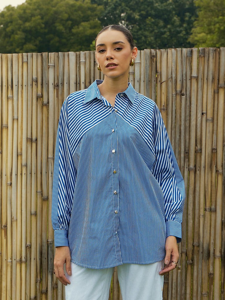 Women's Blue Over Size Shirt
