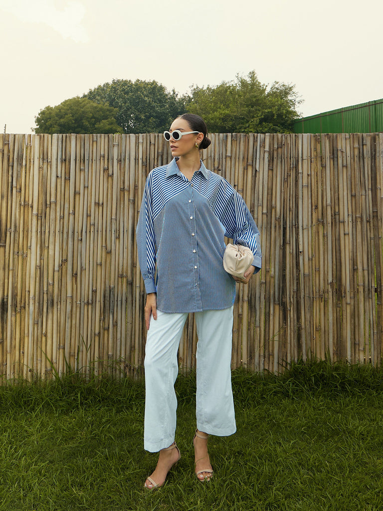 Women's Blue Over Size Shirt
