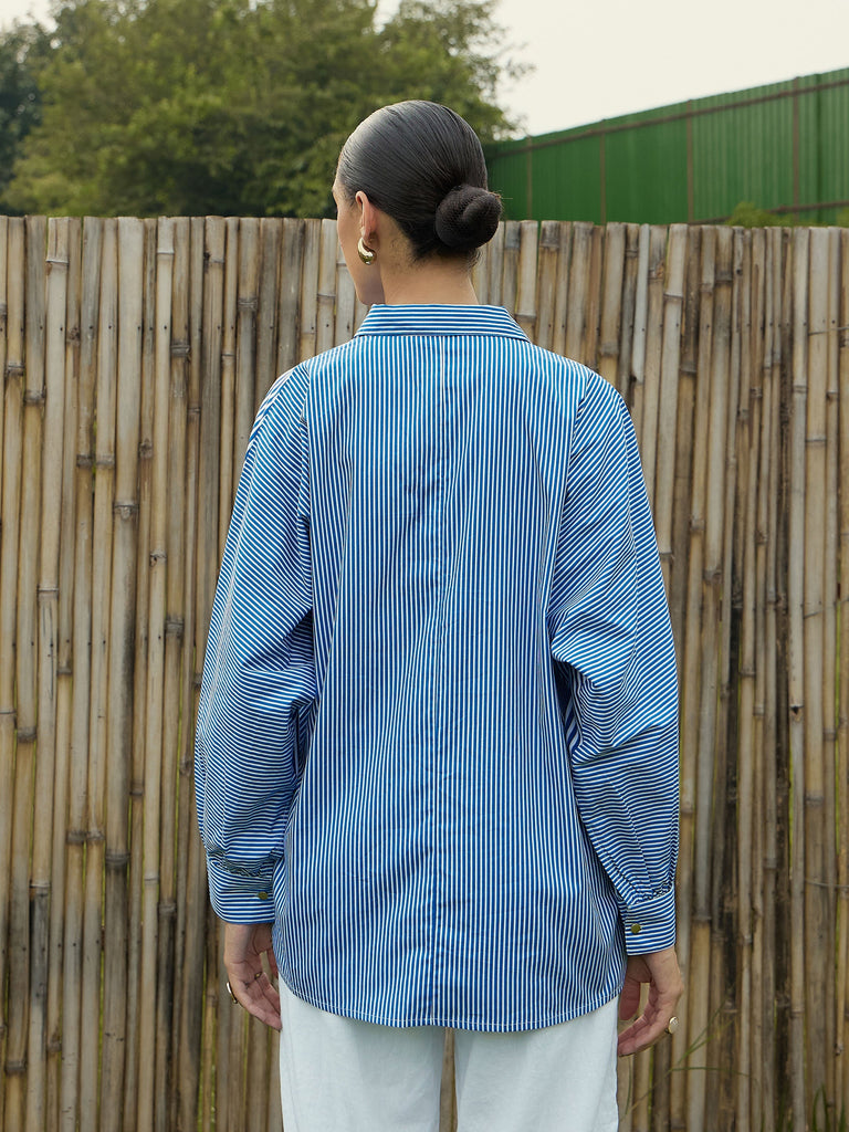 Women's Blue Over Size Shirt