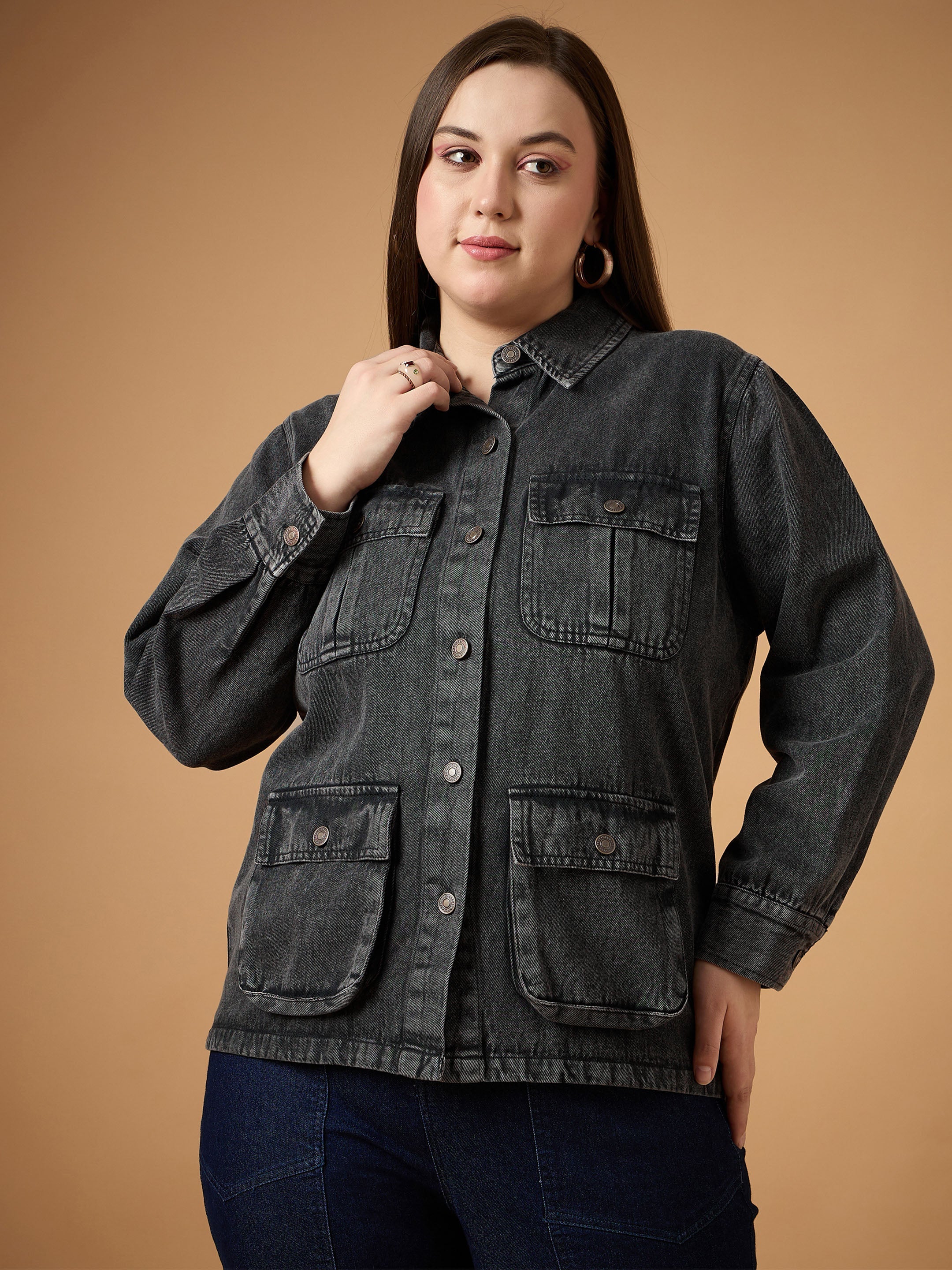 Women's Black Denim Shacket - Sassafras