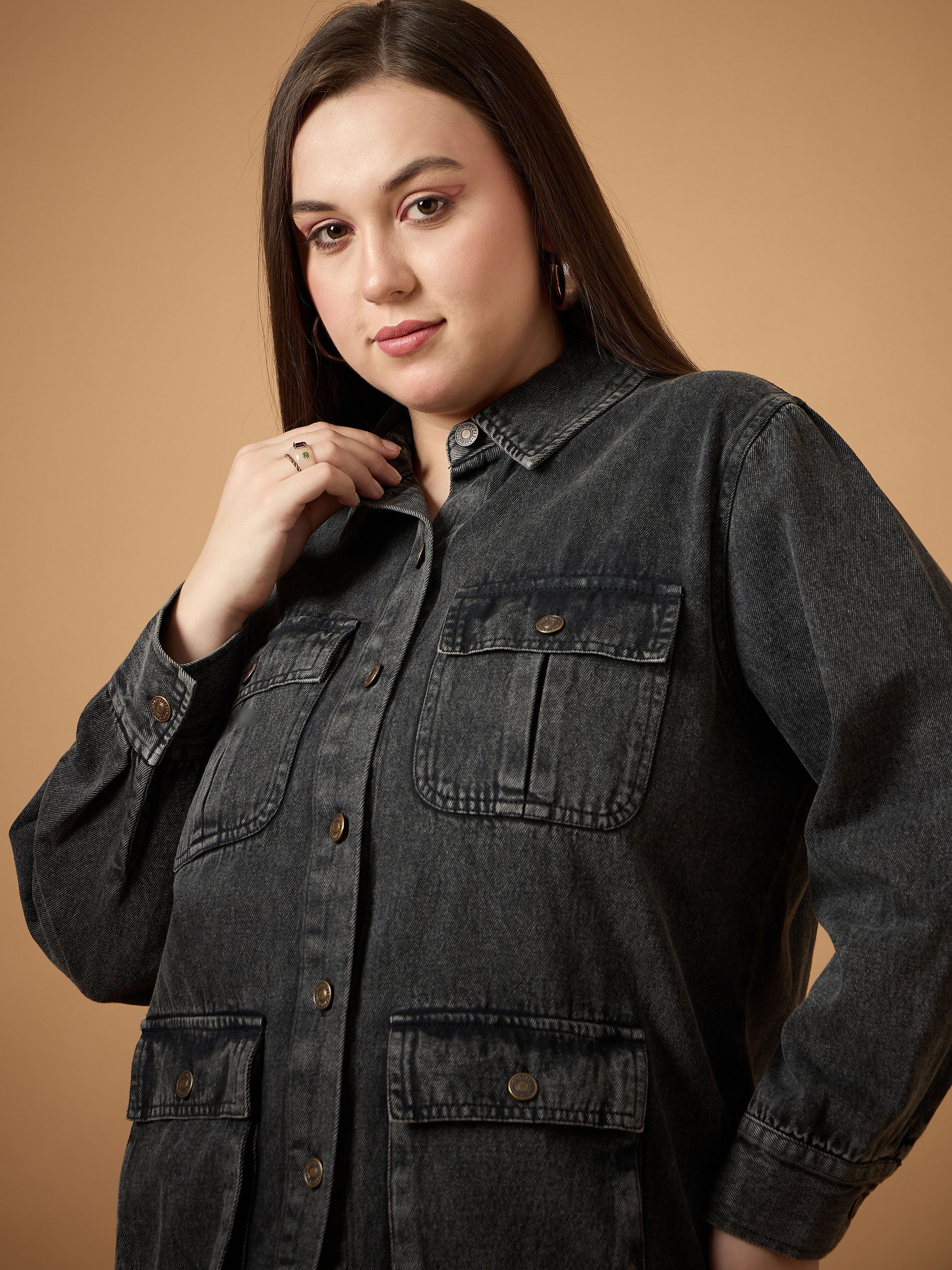 Women's Black Denim Shacket - Sassafras