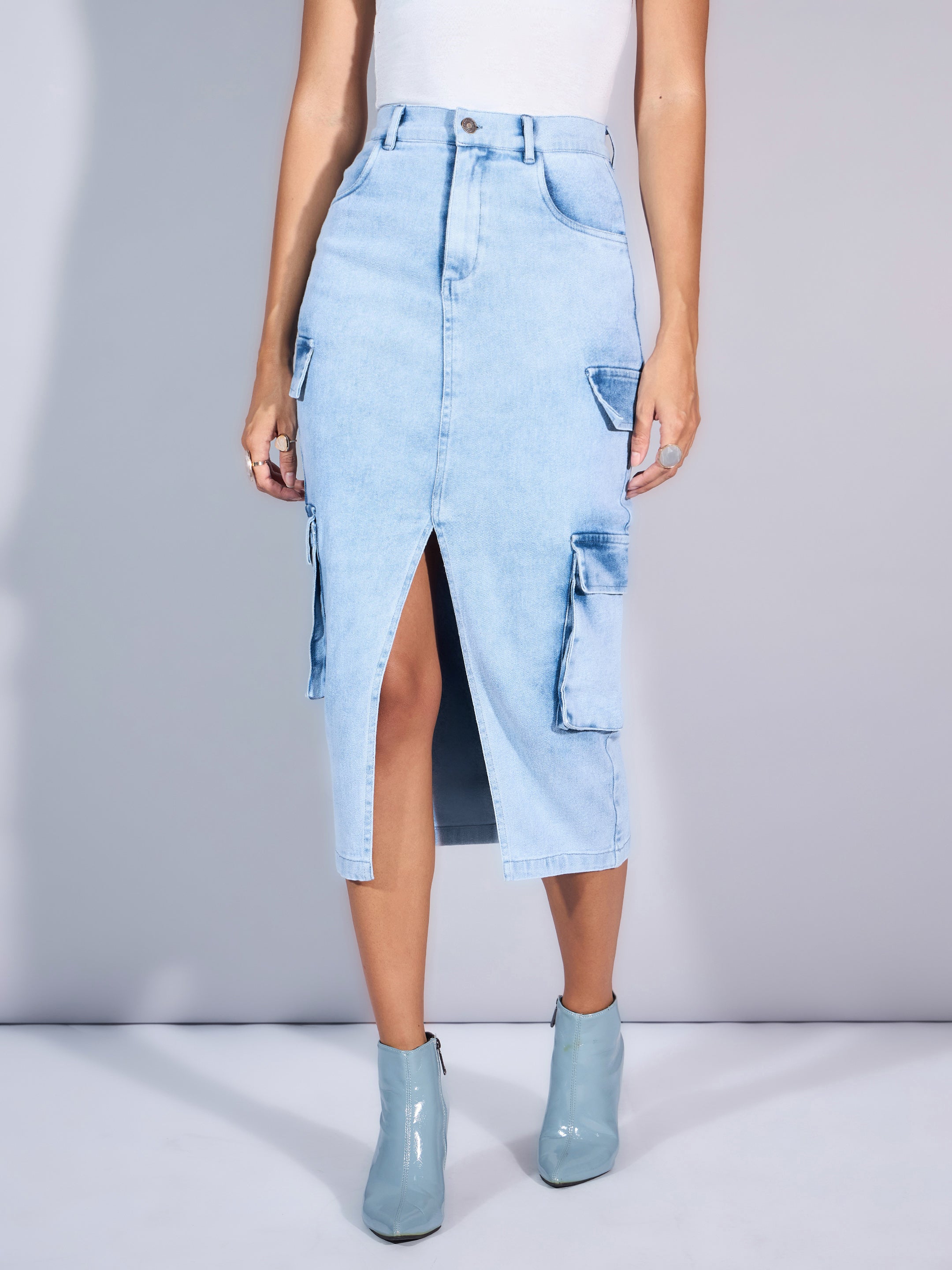 Women's Blue Denim Skirt - Sassafras