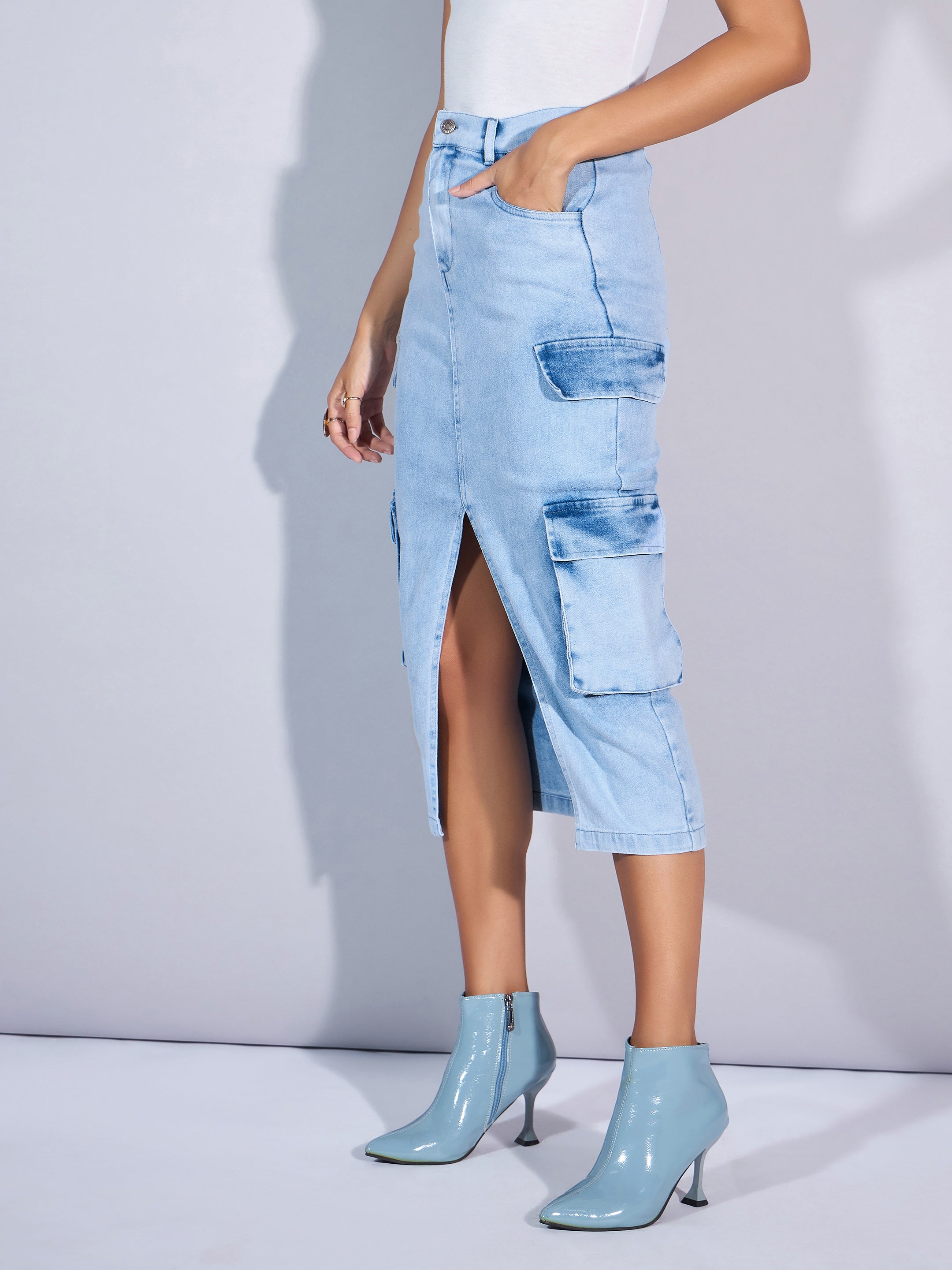 Women's Blue Denim Skirt - Sassafras