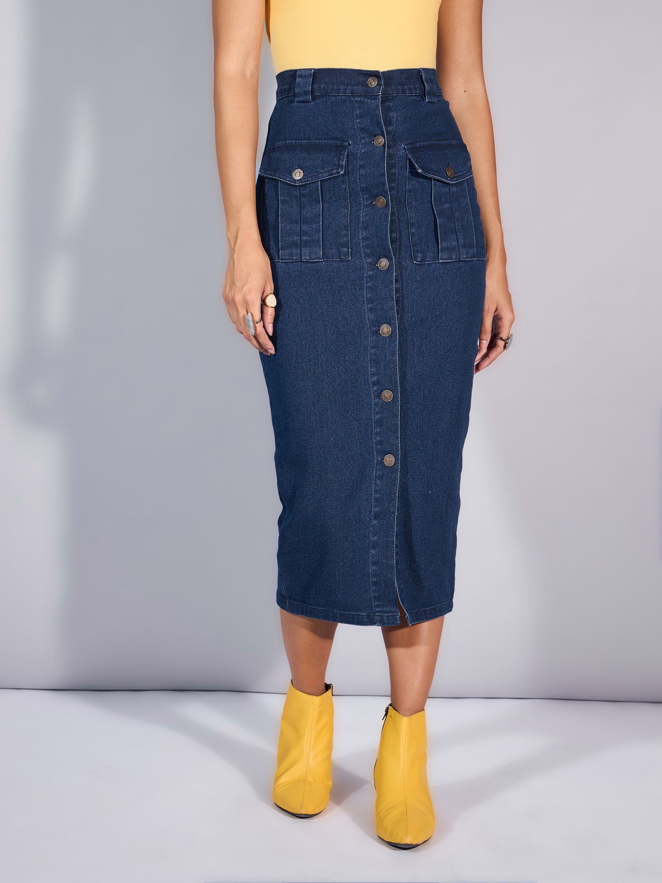 Women's Blue Denim Skirt - Sassafras