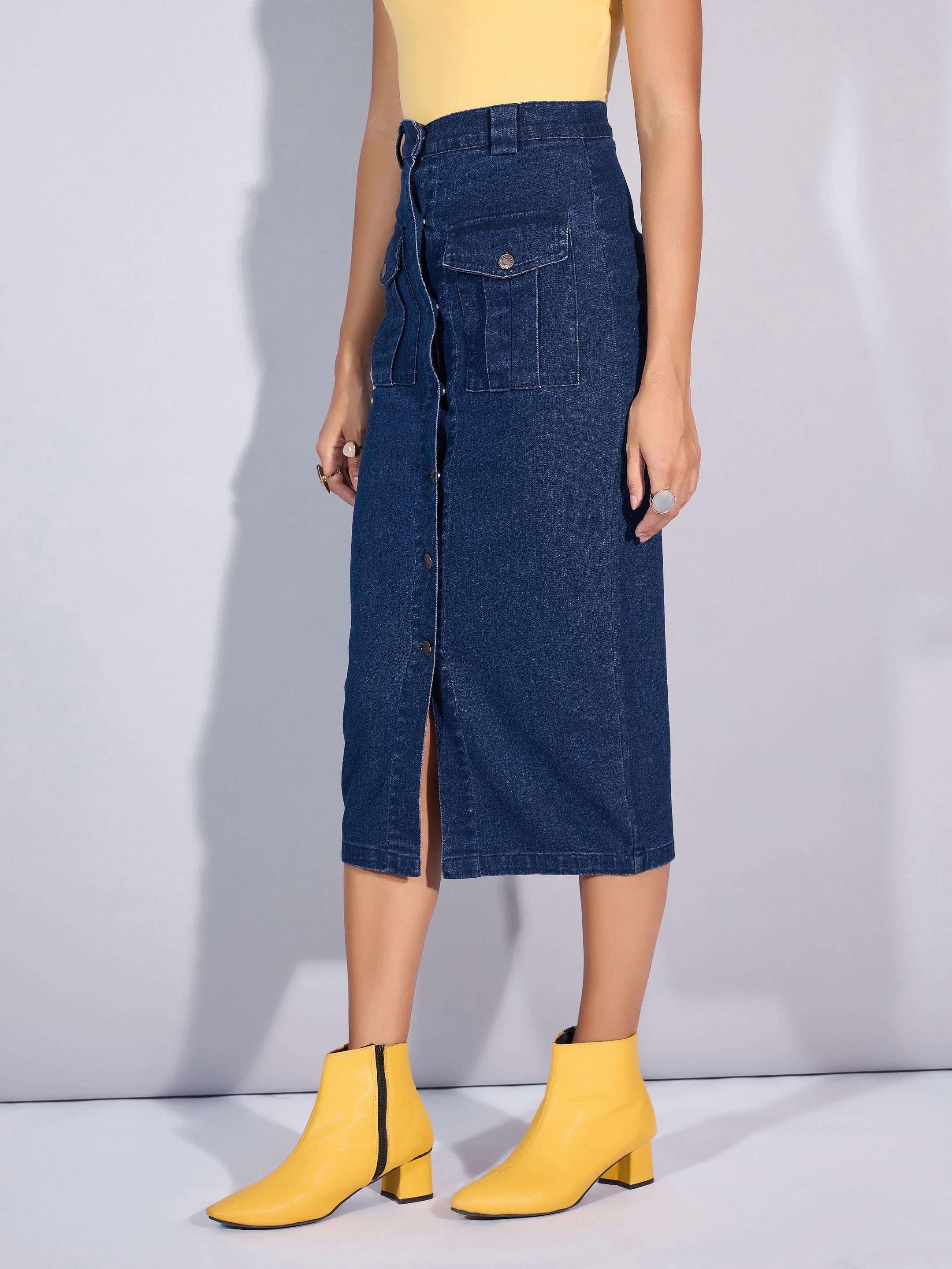 Women's Blue Denim Skirt - Sassafras