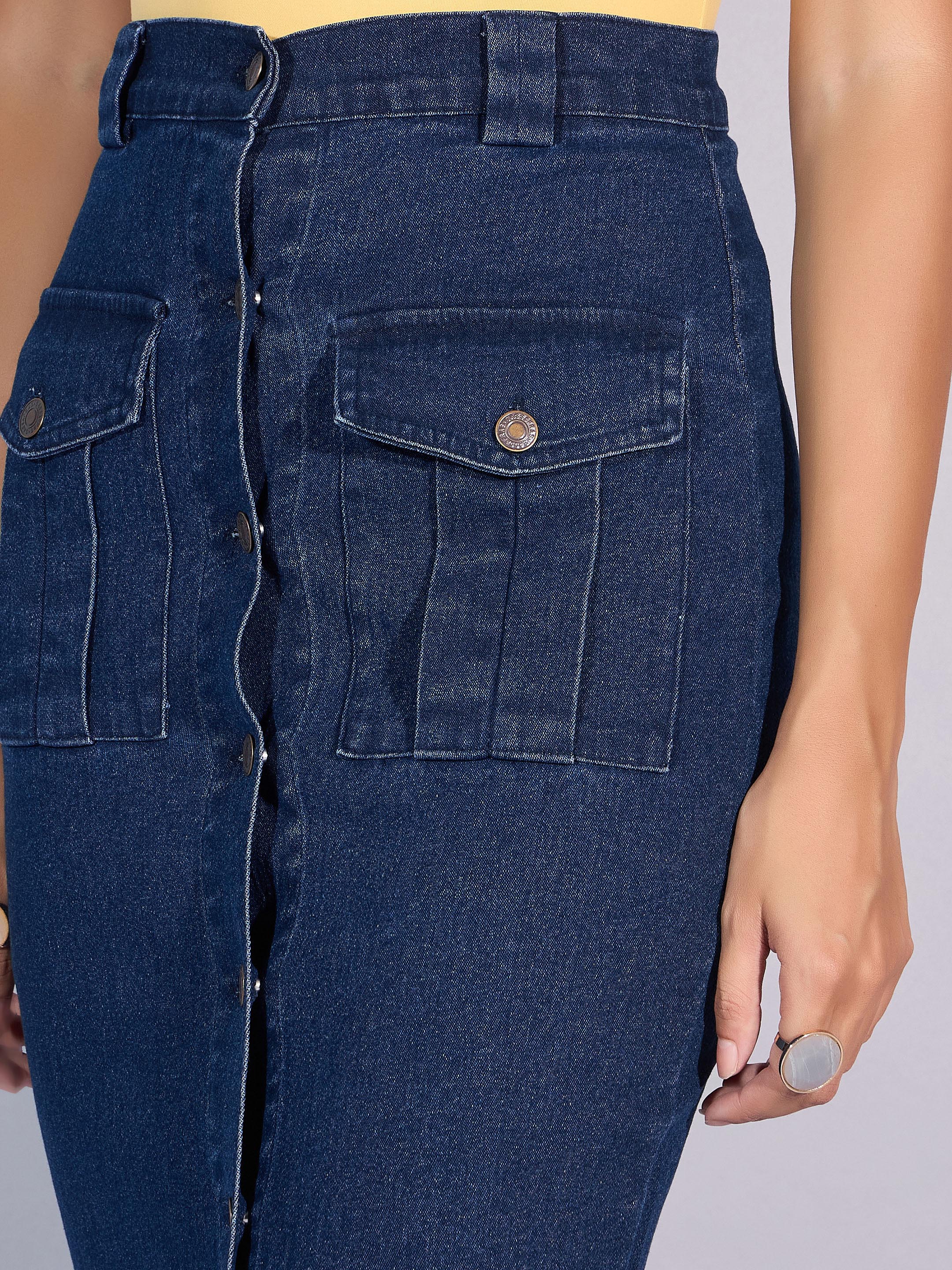 Women's Blue Denim Skirt - Sassafras