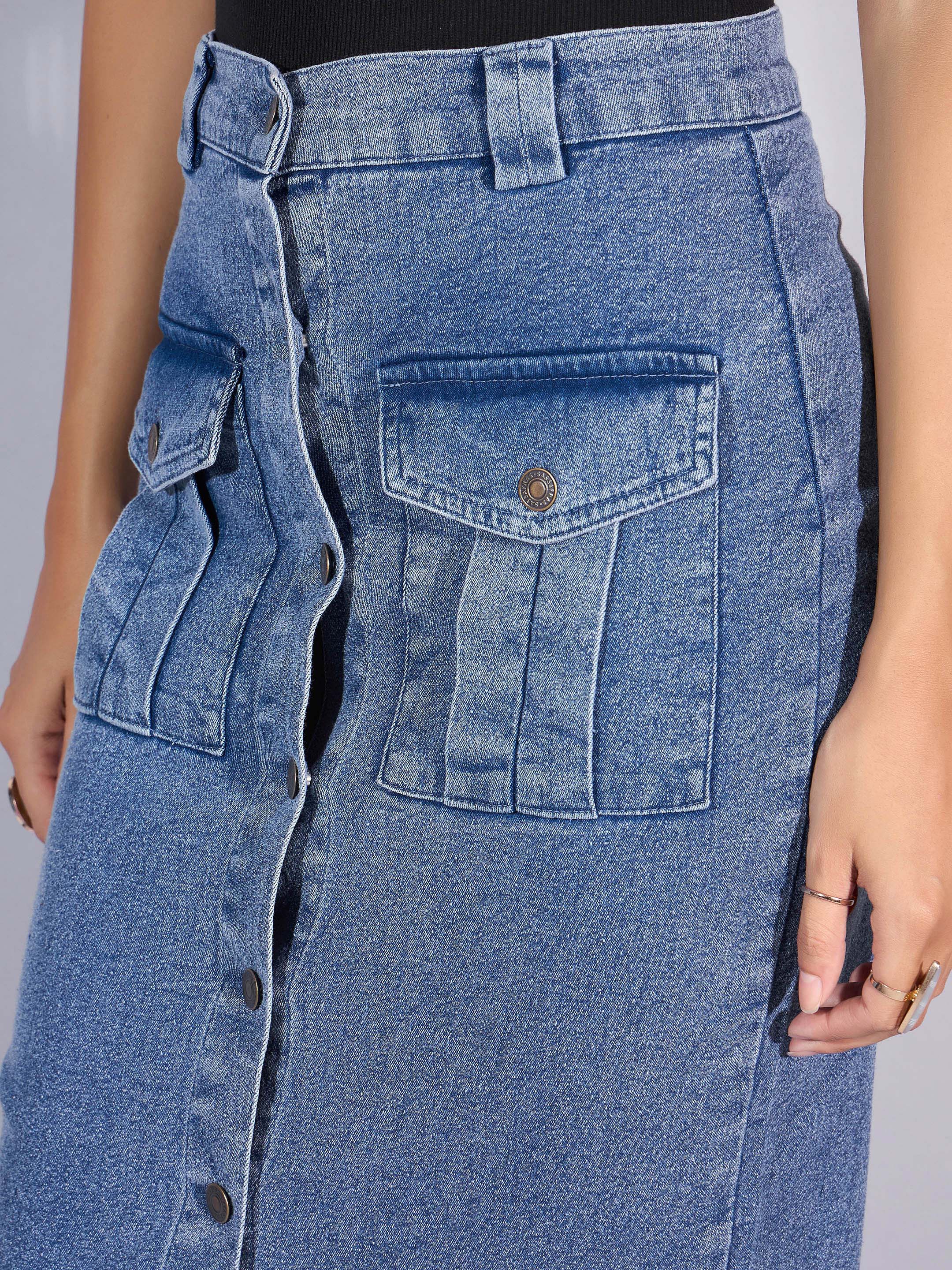 Women's Blue Denim Skirt - Sassafras