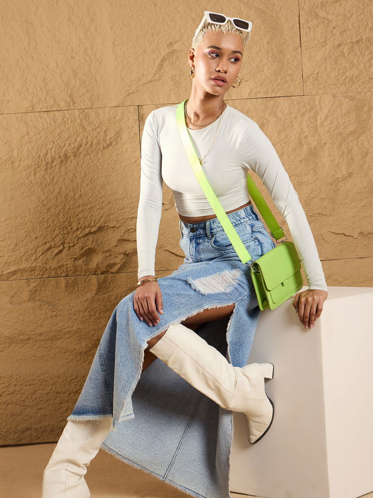 Women's Blue Solid Skirt