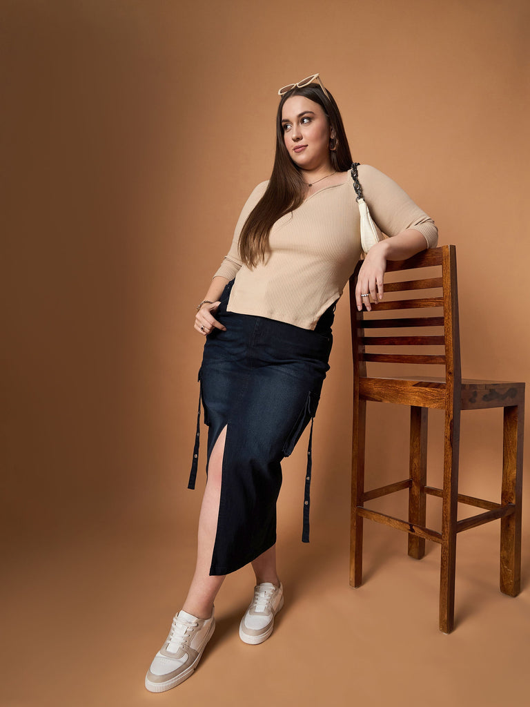 Women's Black Side Pocket Skirt