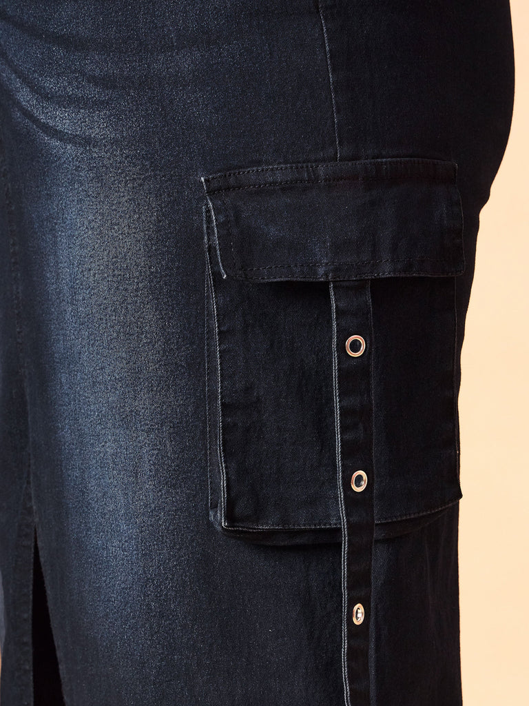 Women's Black Side Pocket Skirt
