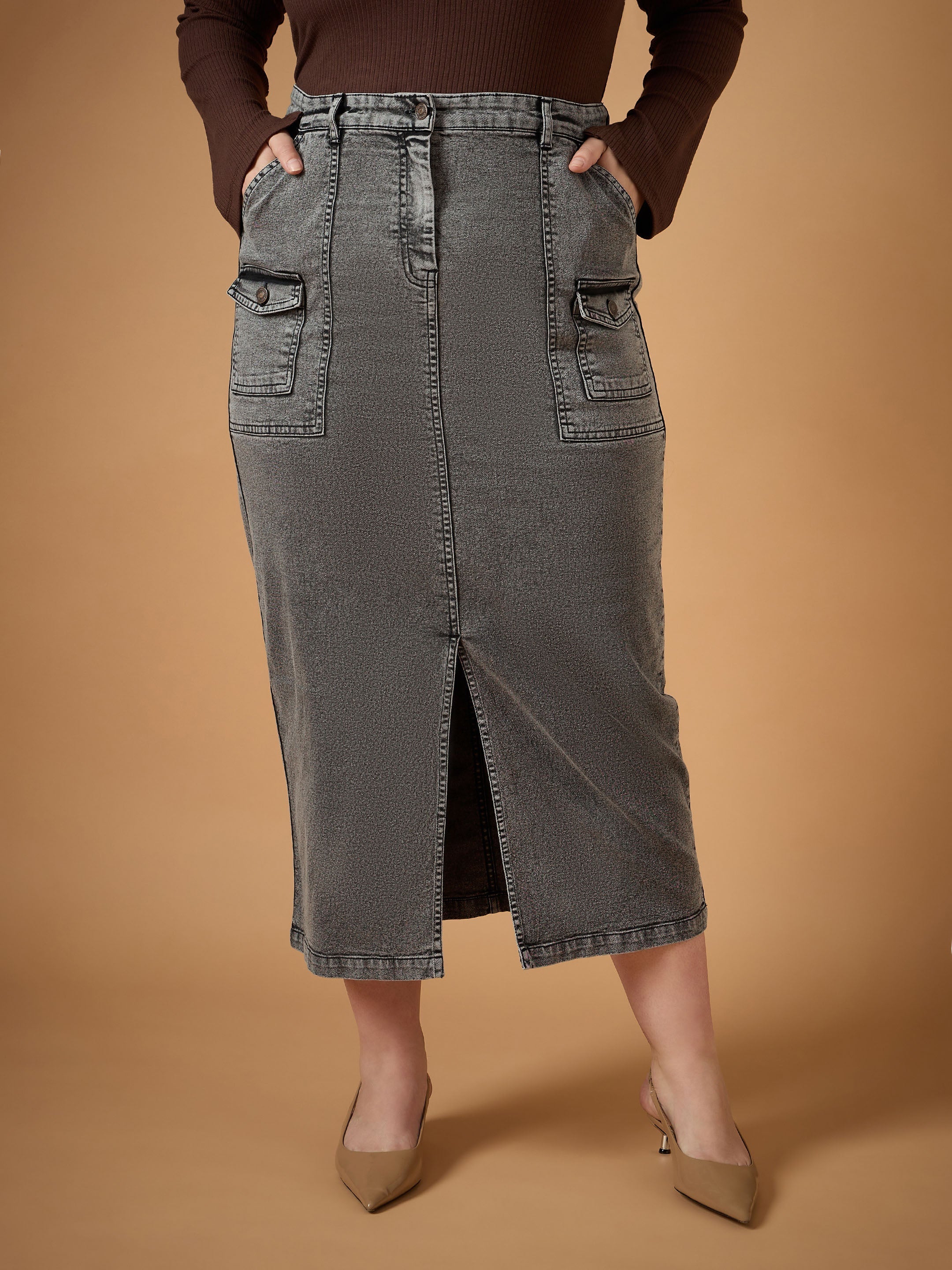 Women's Black Denim Skirt - Sassafras