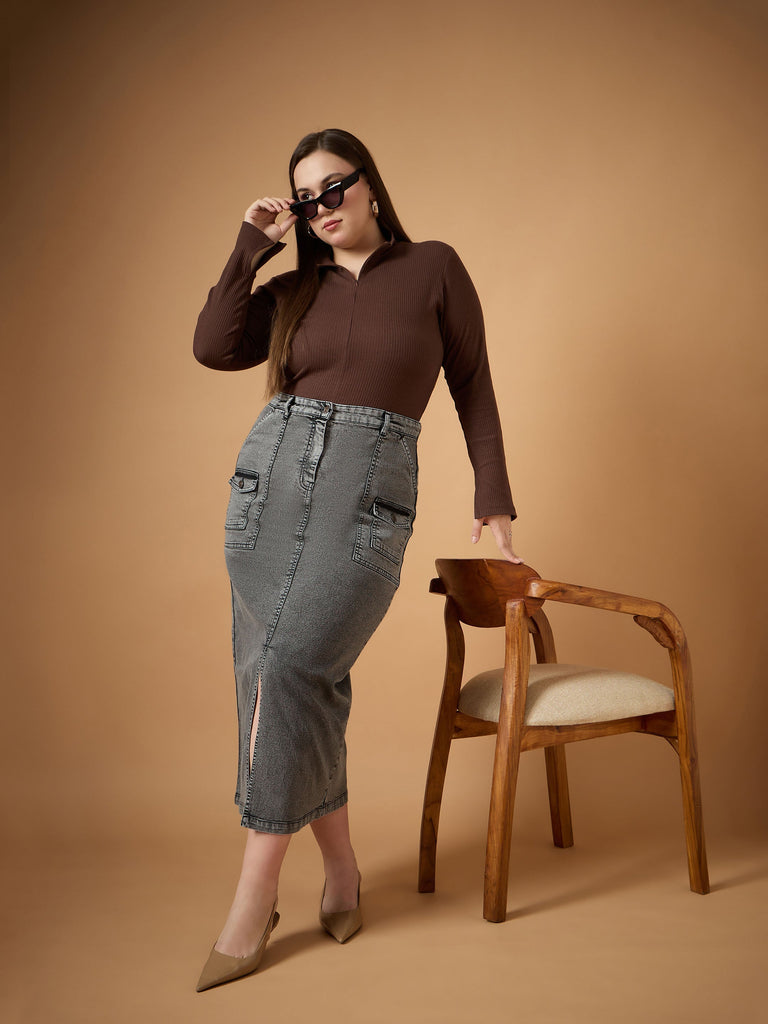 Women's Black Denim Skirt