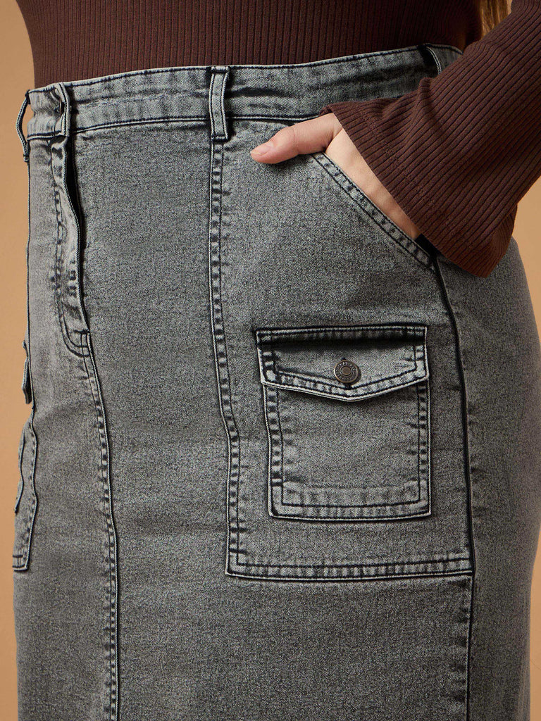 Women's Black Denim Skirt