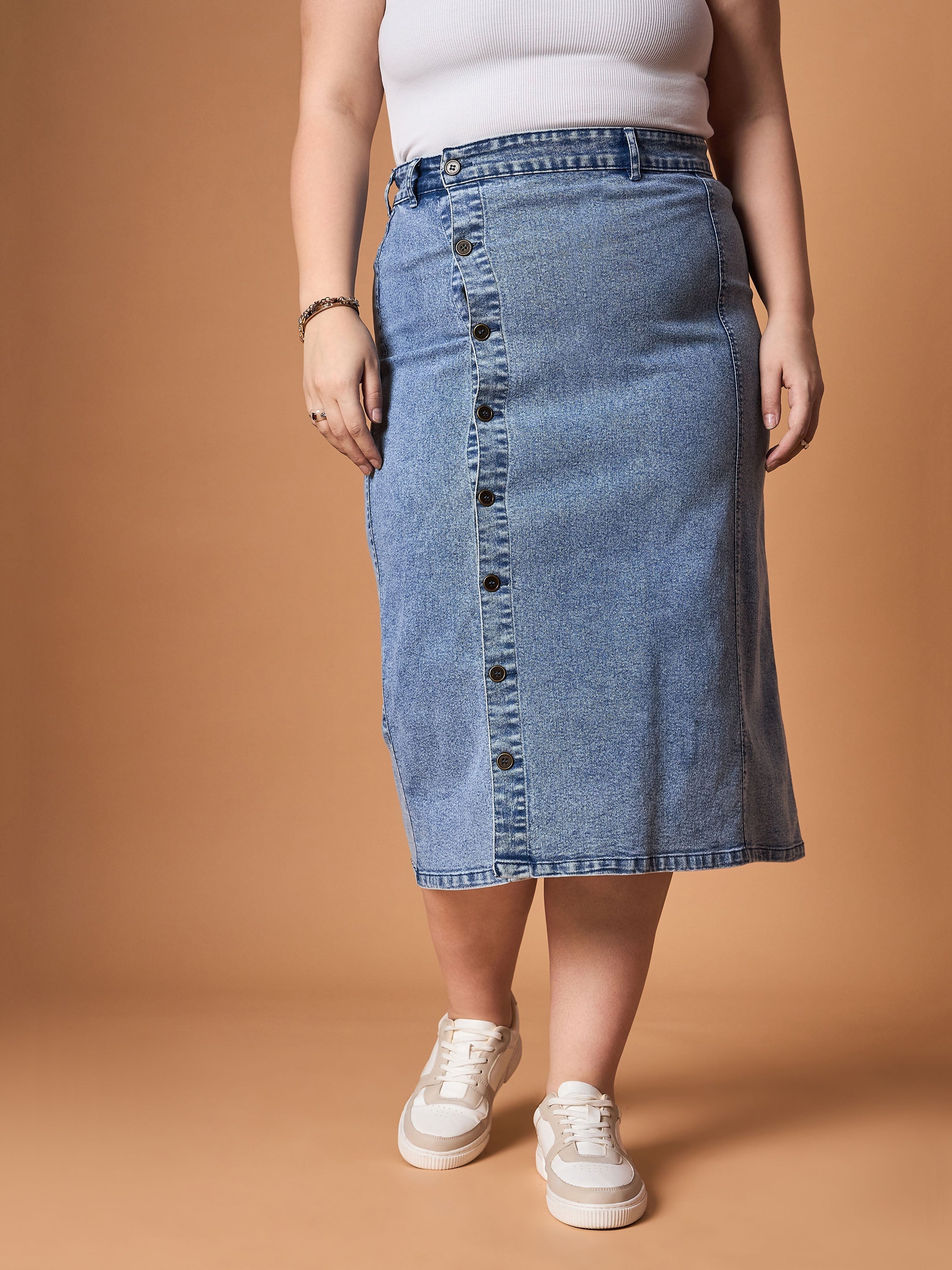 Women's Blue Denim Skirt - Sassafras