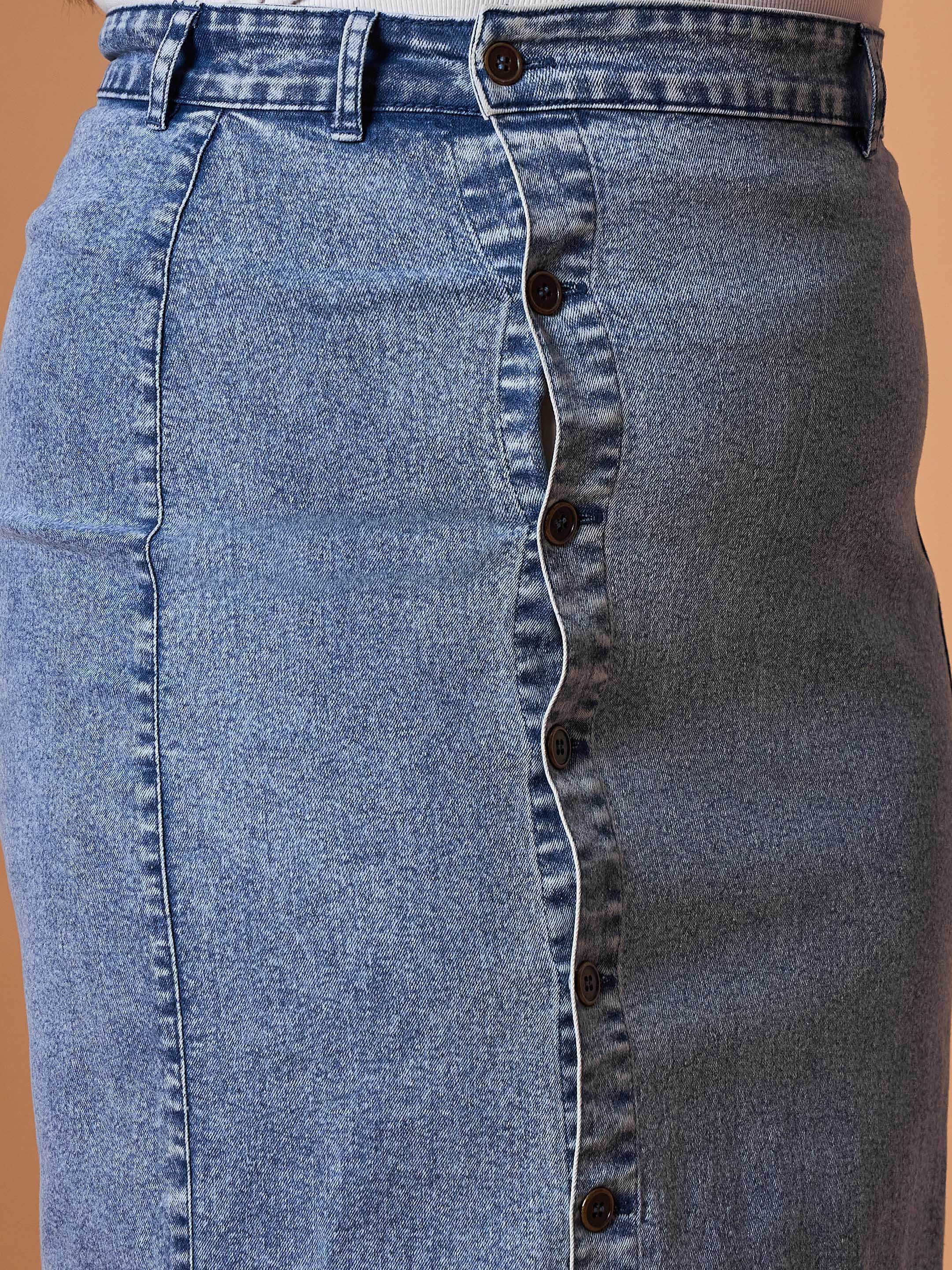 Women's Blue Denim Skirt - Sassafras