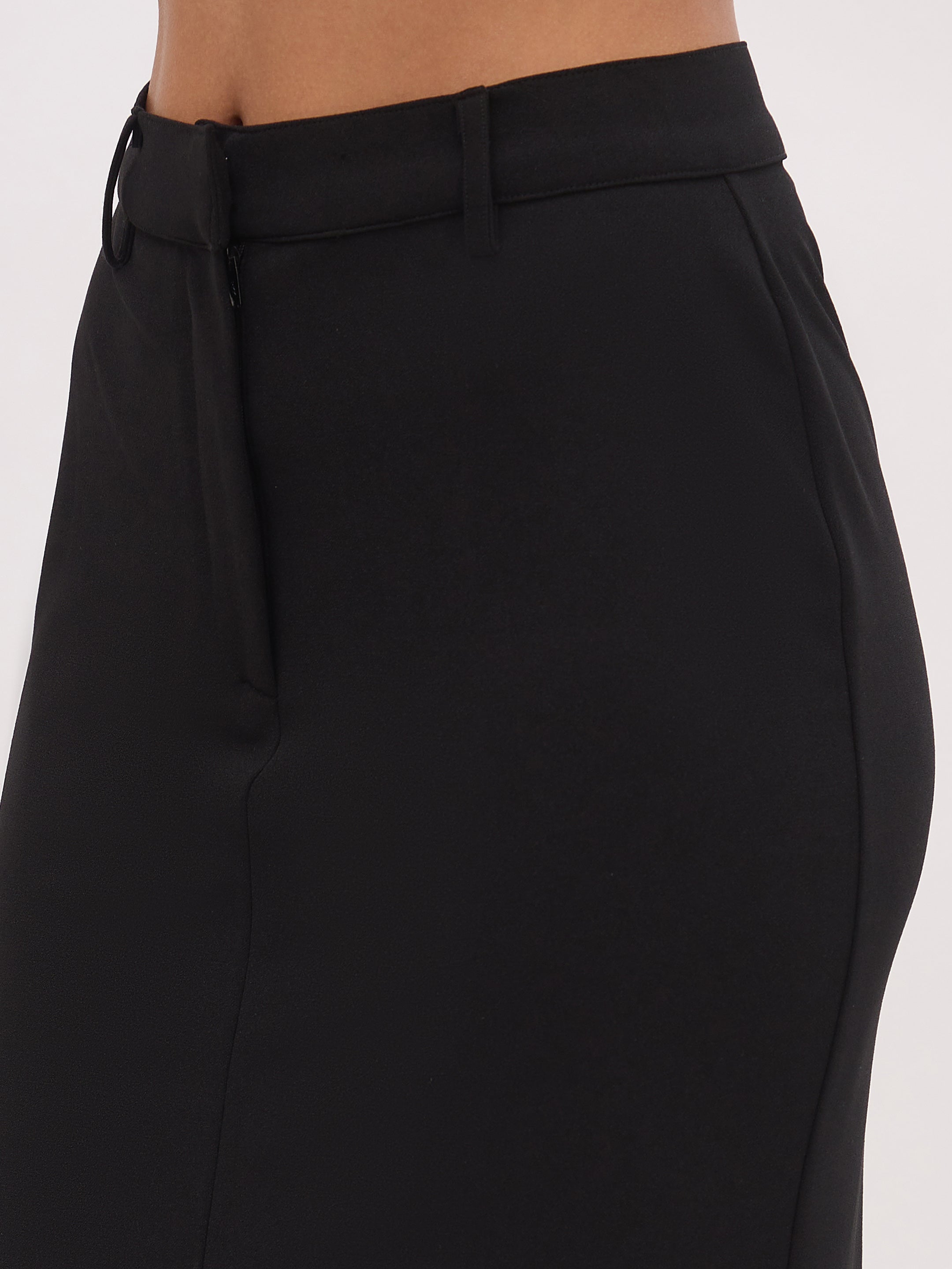 Women's Black Front Slit Skirt