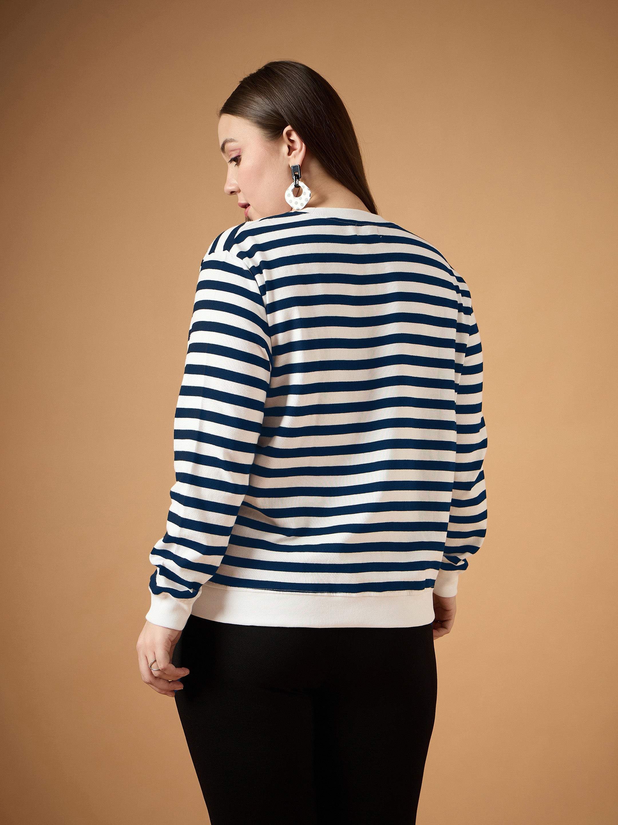 Women's Navy Blue Striped Sweater - Sassafras