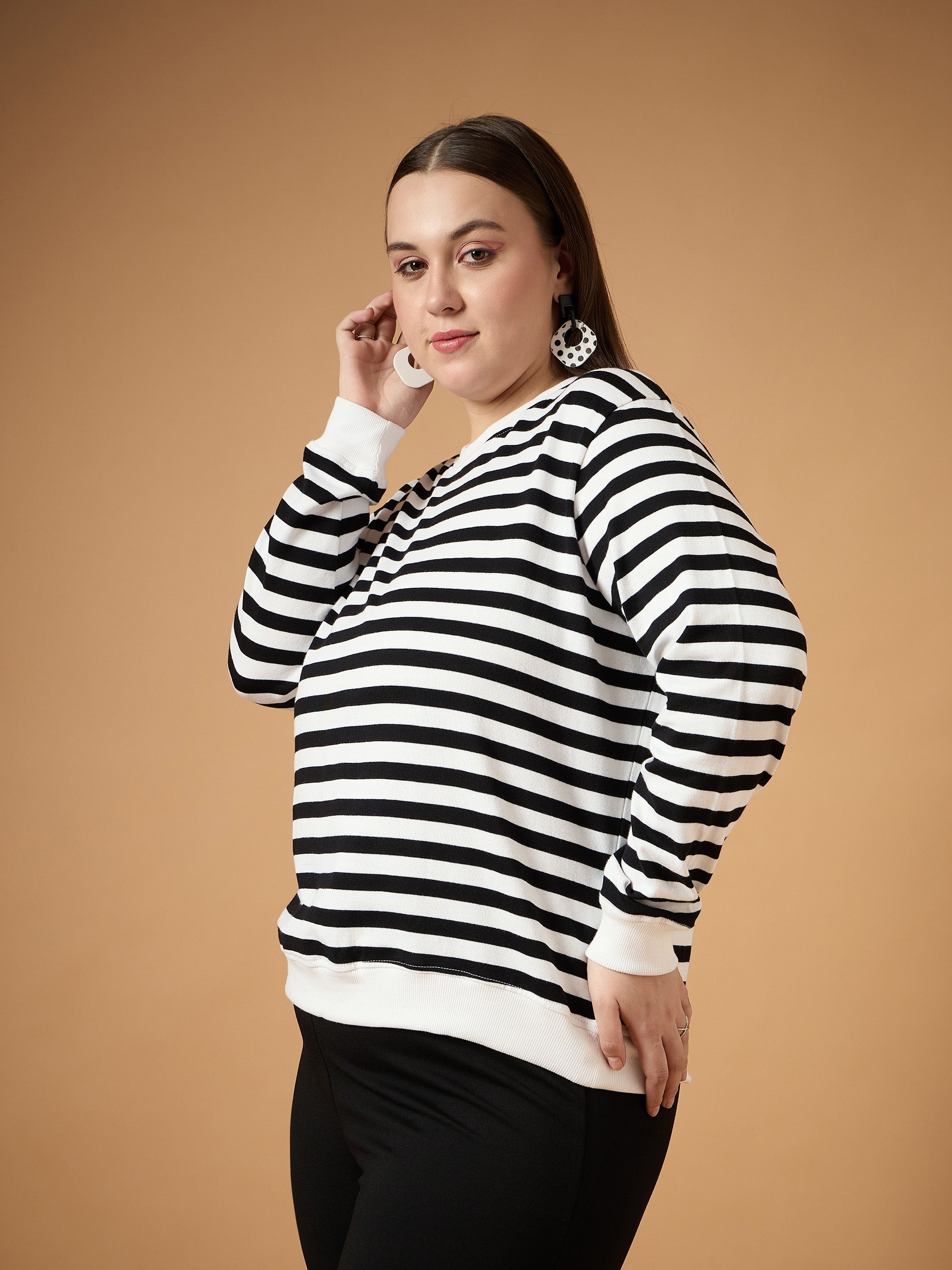 Women's Black Striped Sweater - Sassafras