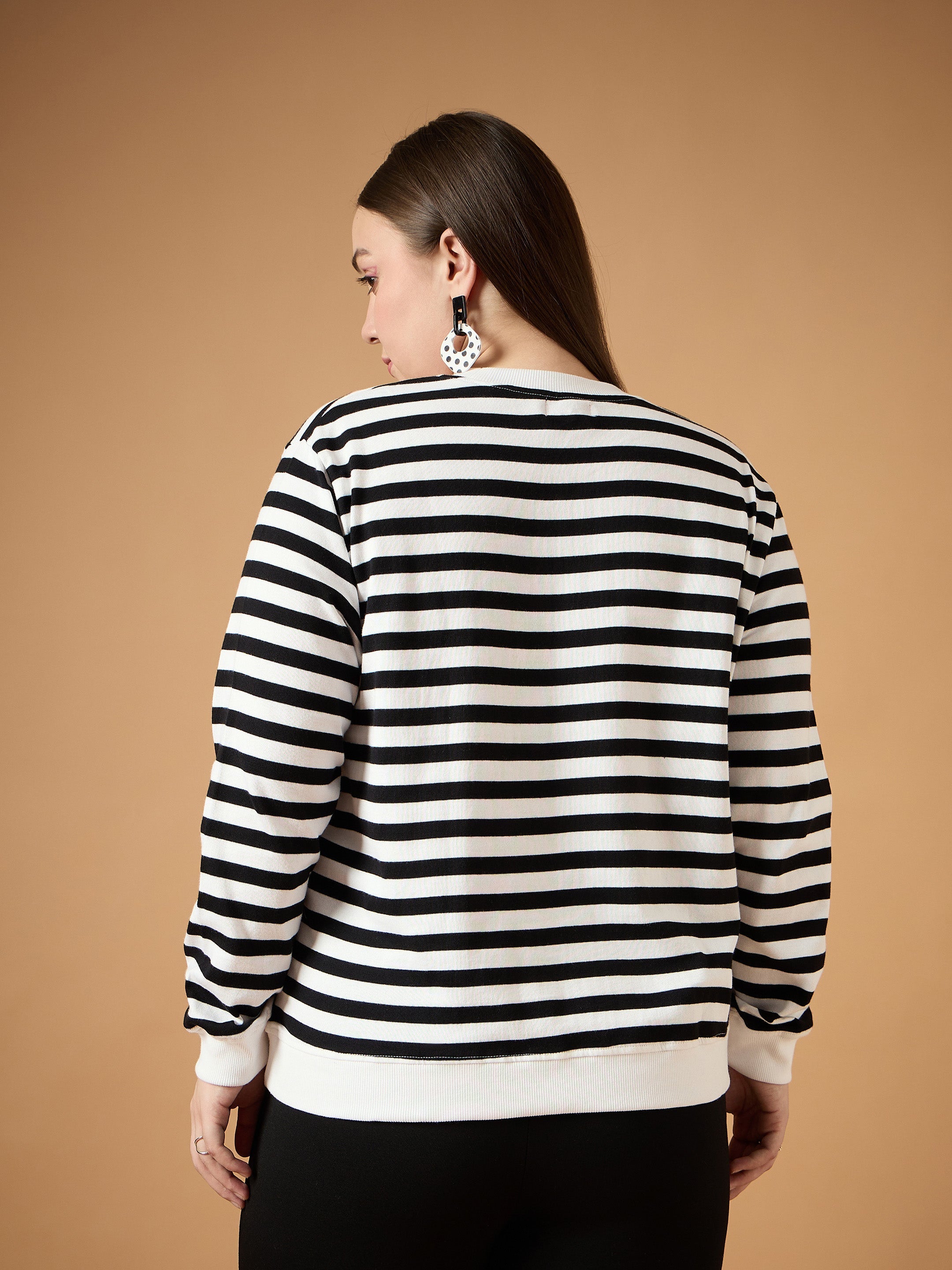 Women's Black Striped Sweater - Sassafras