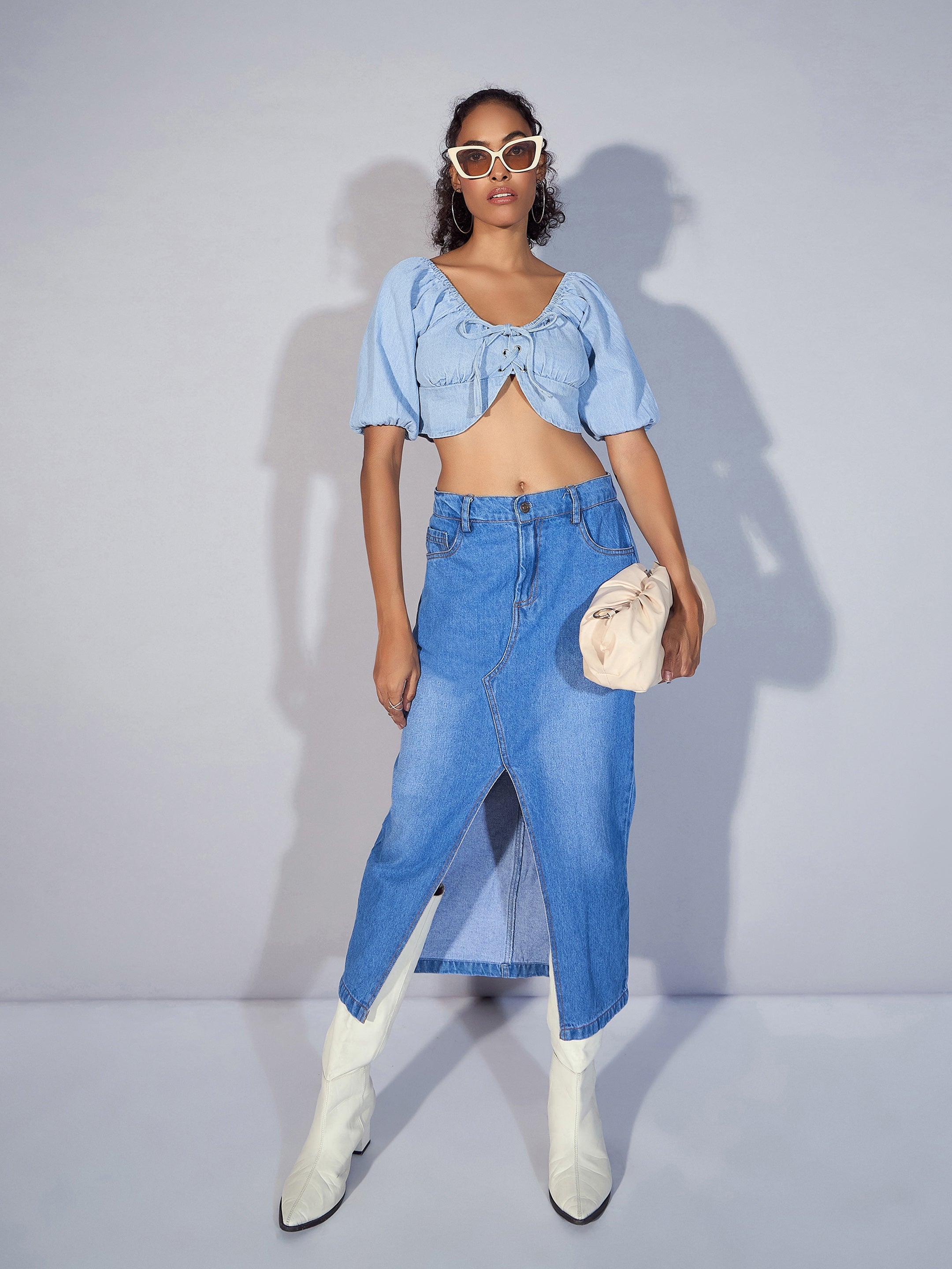 Women's Blue Crop Top - Sassafras