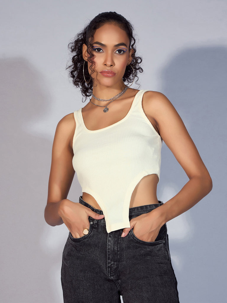 Women's Off-White Crop Top