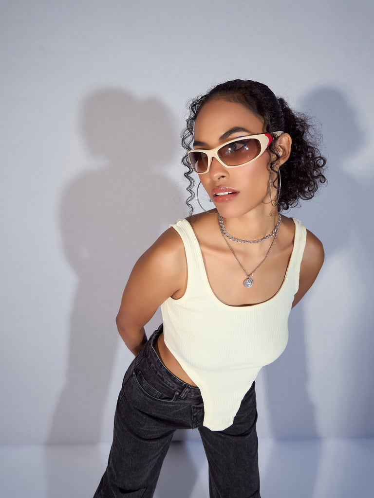 Women's Off-White Crop Top