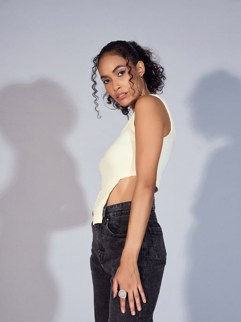 Women's Off-White Crop Top